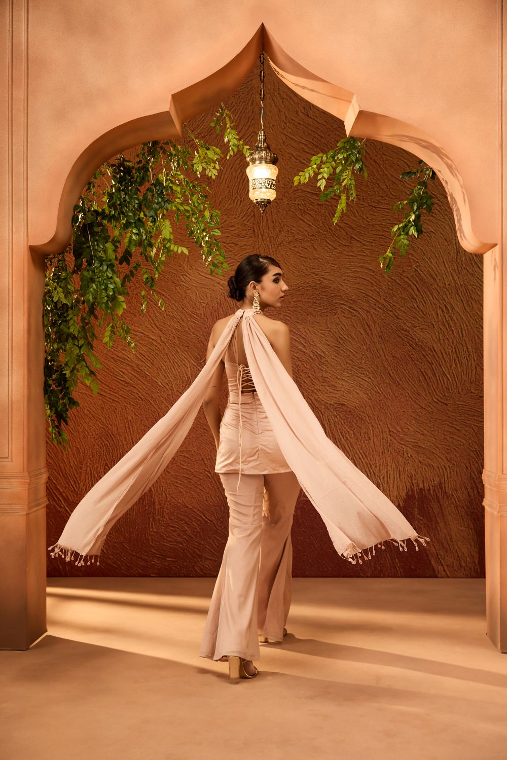 Anvesha Rose Gold Embellished Sharara Set