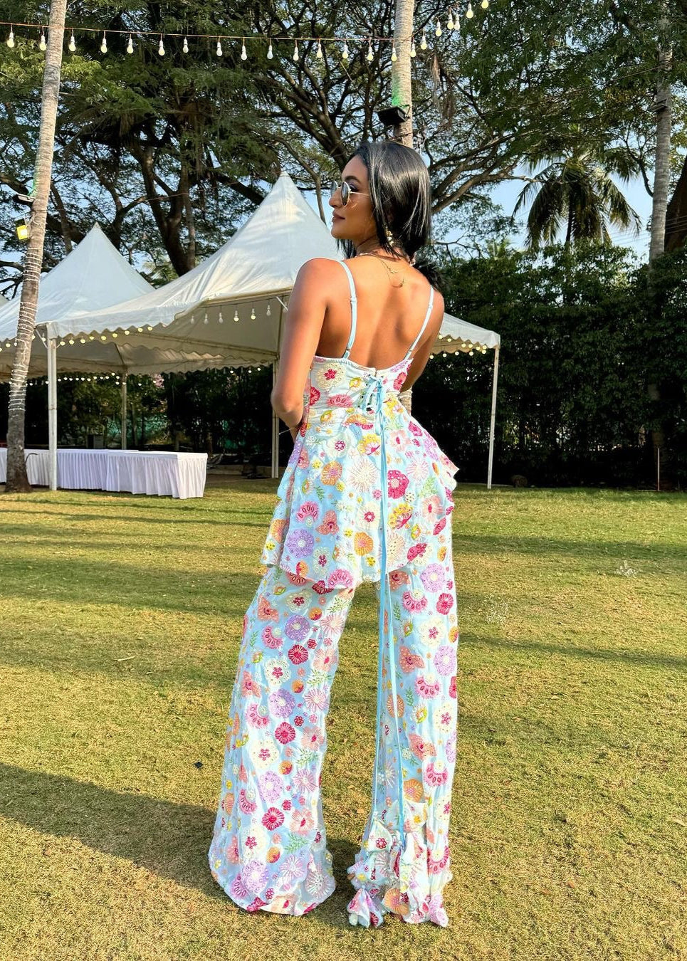 Charming Shyla Baby Blue Embroidered Sharara Set with Delicate Detailing