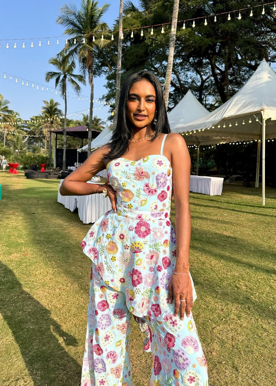 Charming Shyla Baby Blue Embroidered Sharara Set with Delicate Detailing