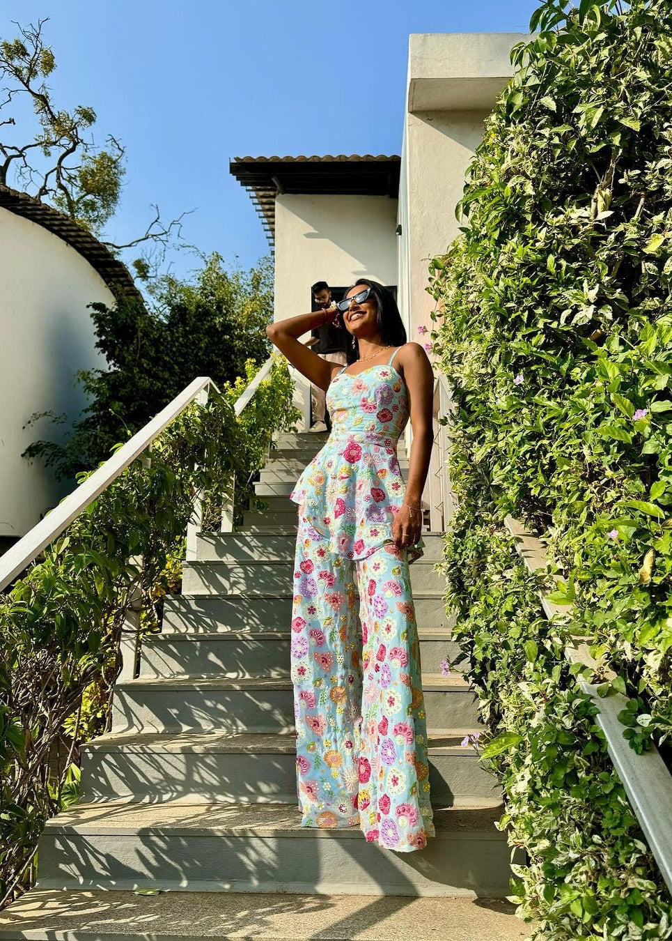 Charming Shyla Baby Blue Embroidered Sharara Set with Delicate Detailing