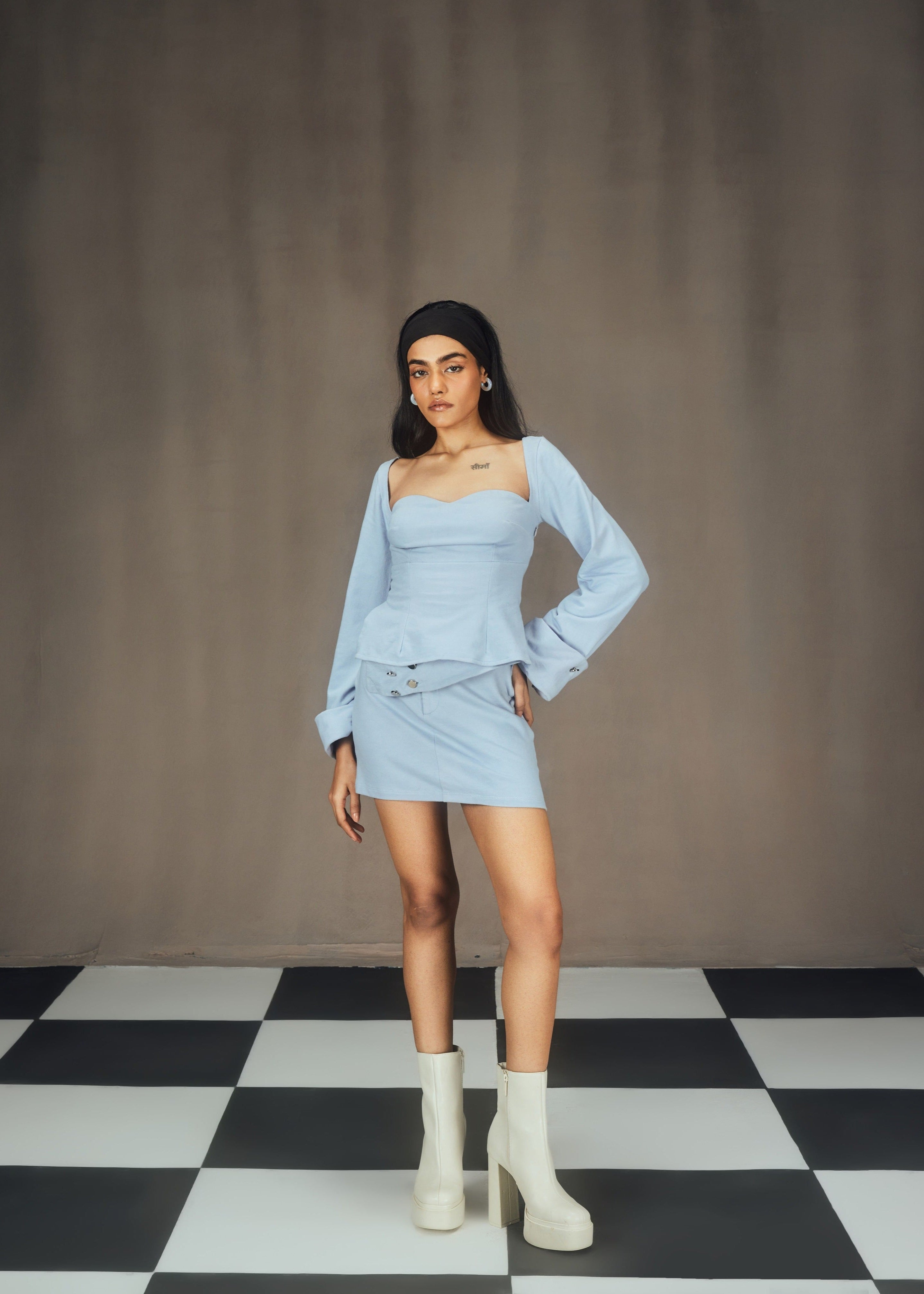 Skylar Baby Blue Lounge Coord Set, offering a comfortable and stylish matching set in a soft baby blue hue