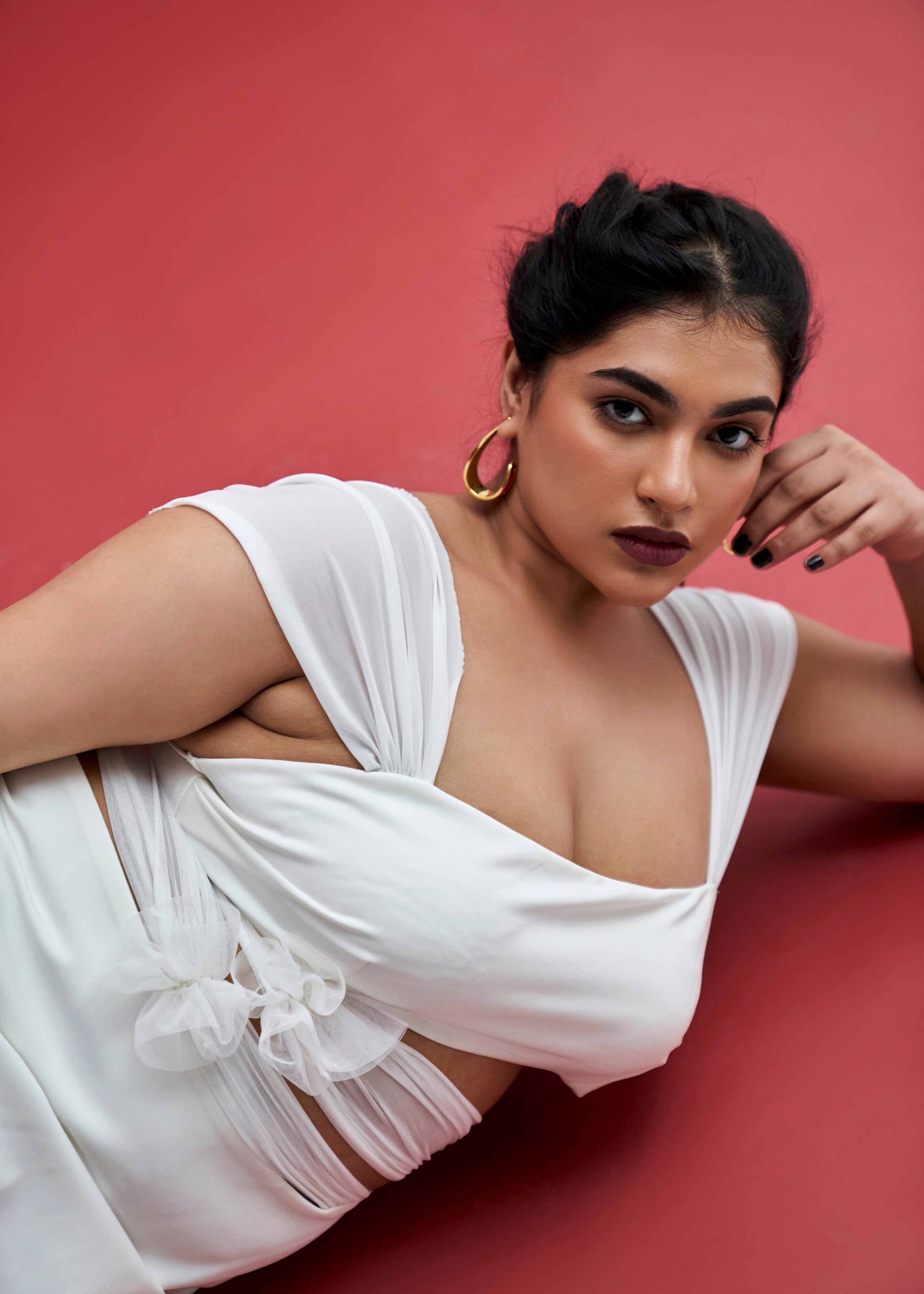 Sorelle White Cutout Coord Set with Bow Detailing featuring stylish cutouts and charming bow accents