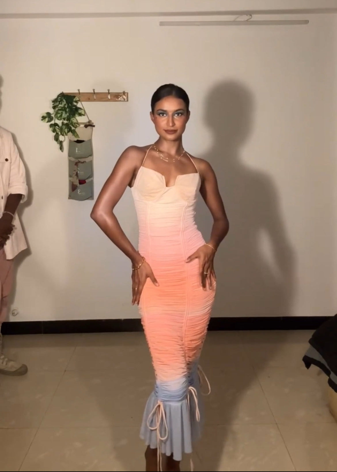 Yara Ruched Ombre Print Dress