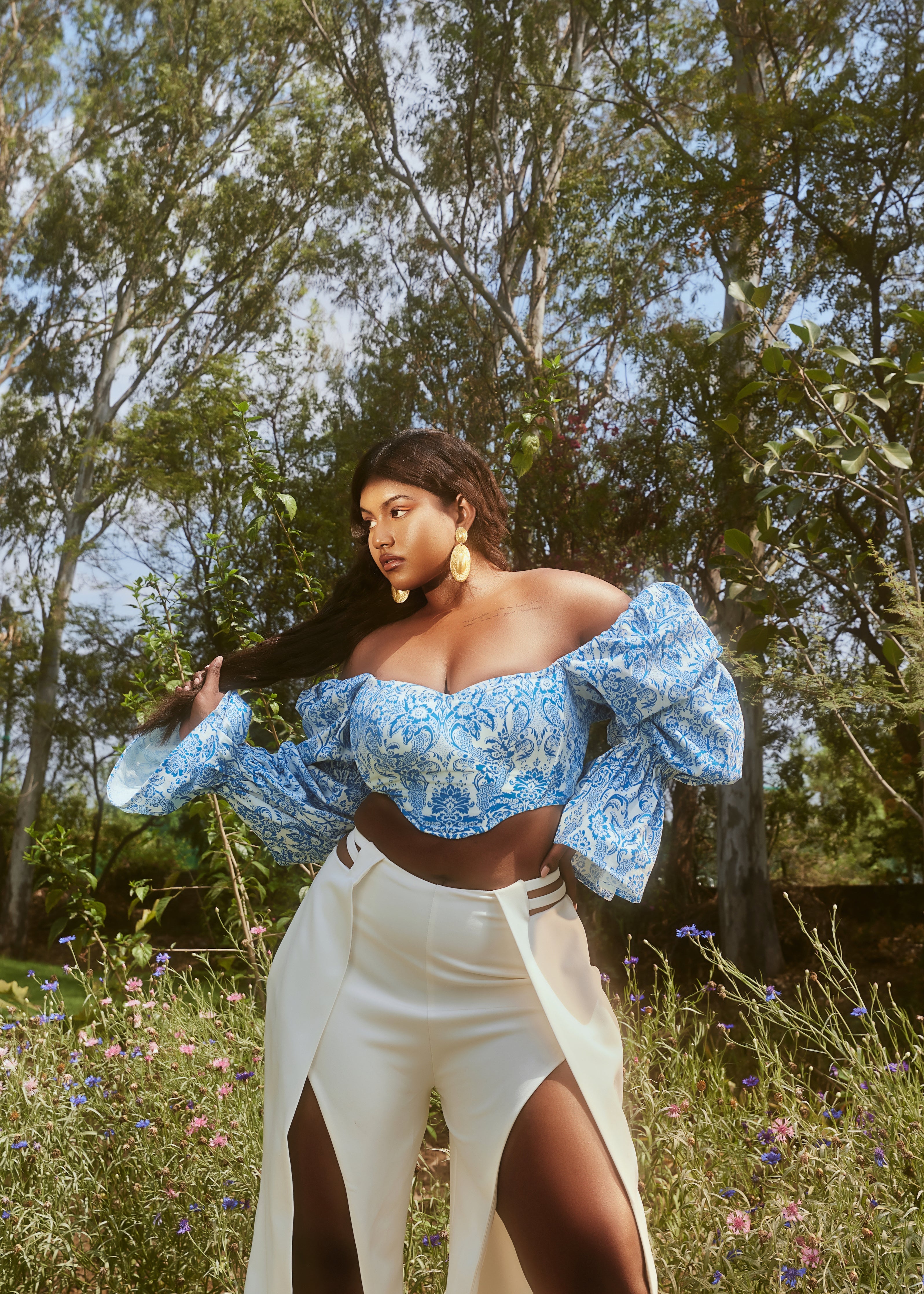 Blue Corset and Pants Set