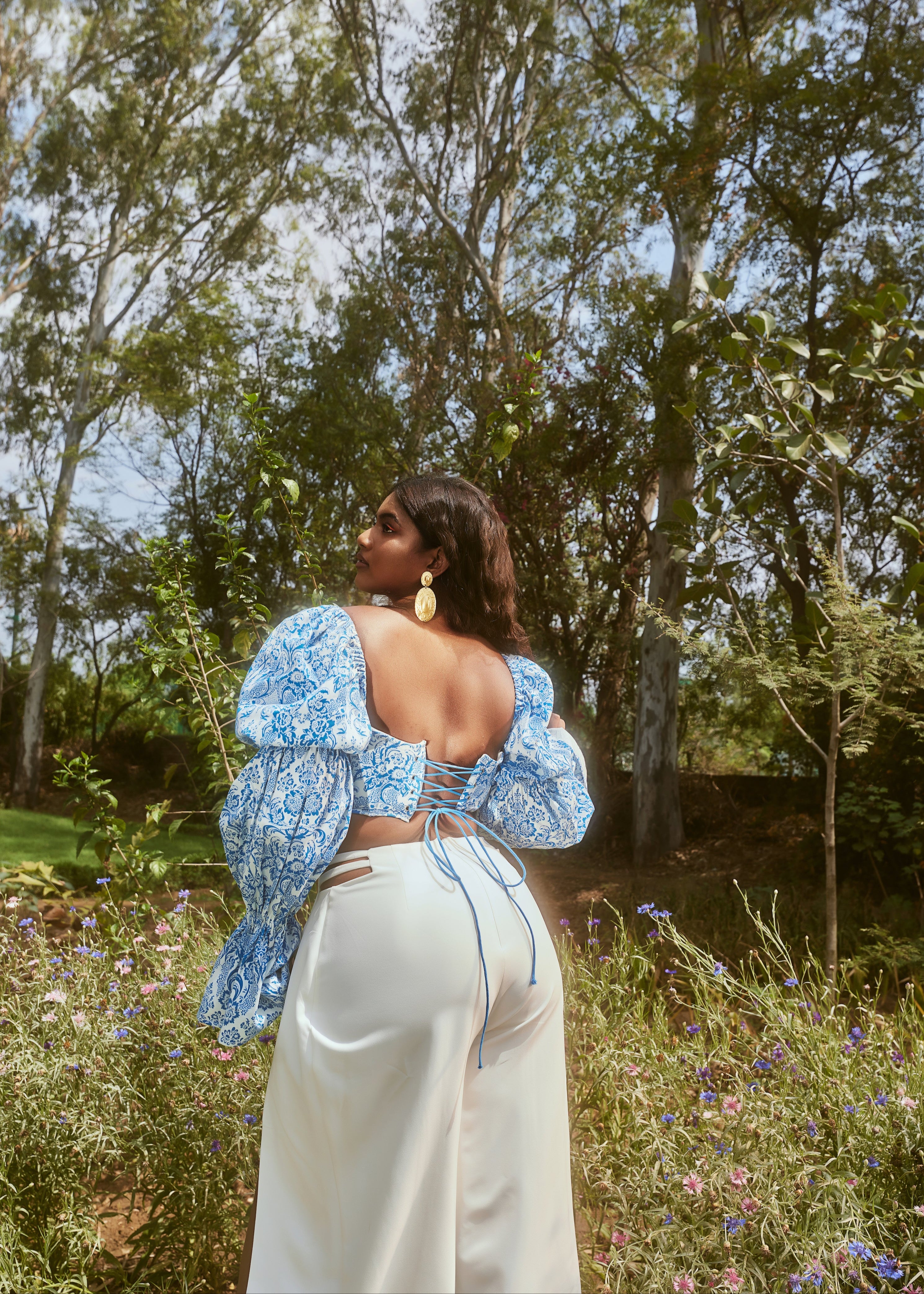 Blue Corset and Pants Set