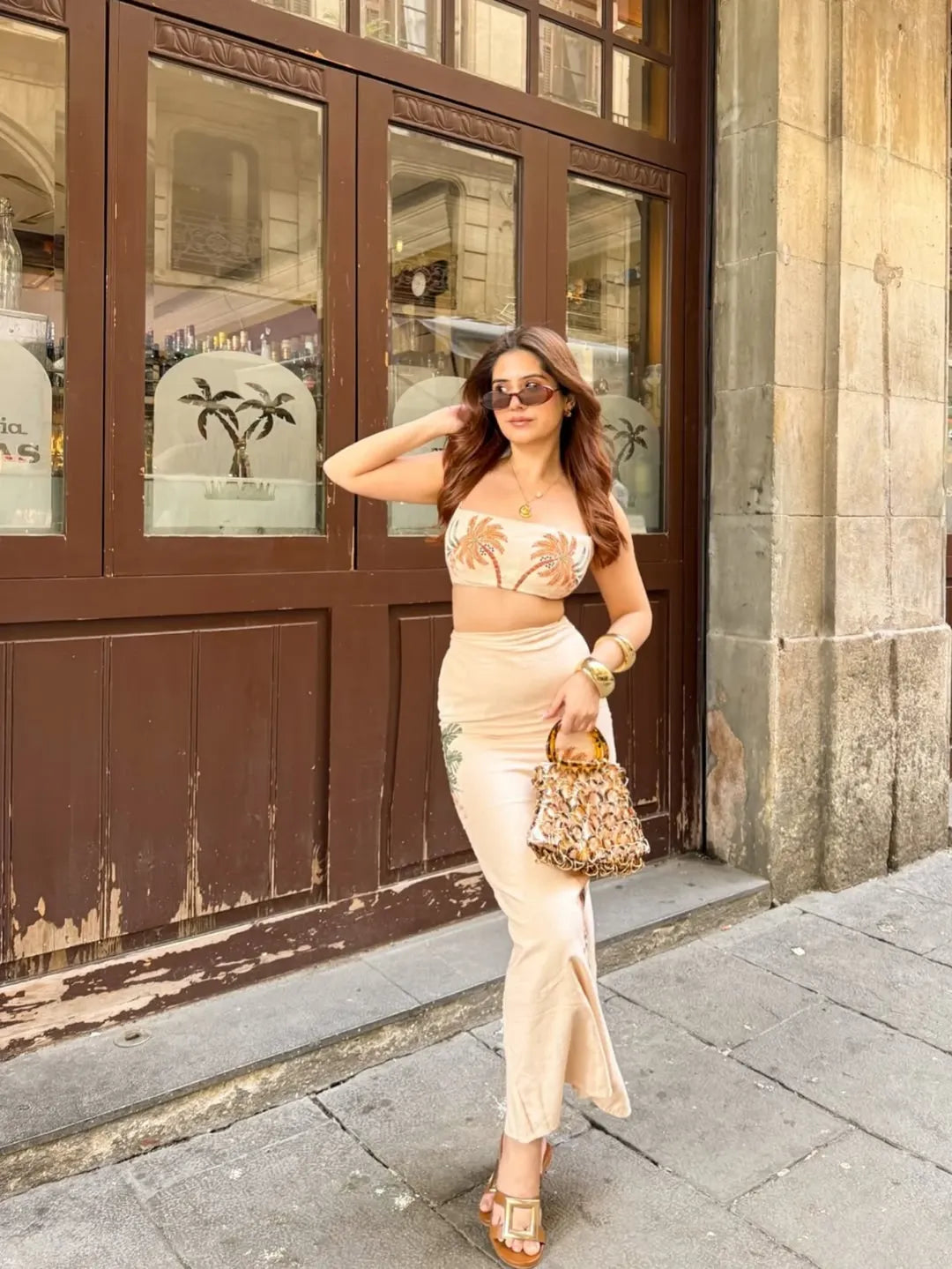 Siena Off White Floral Linen Skirt