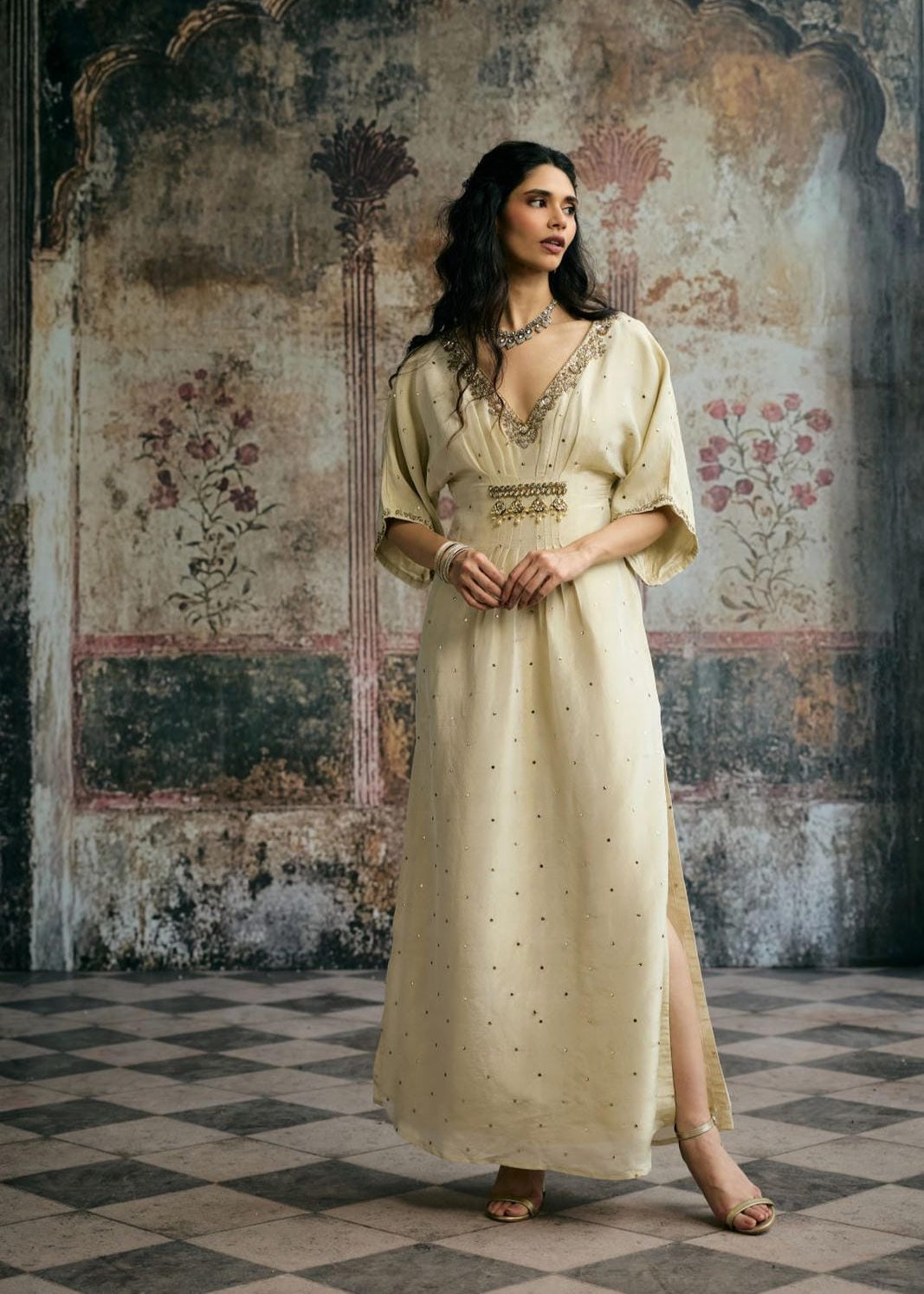 Sitara Ivory Hand Embroidery Kaftan