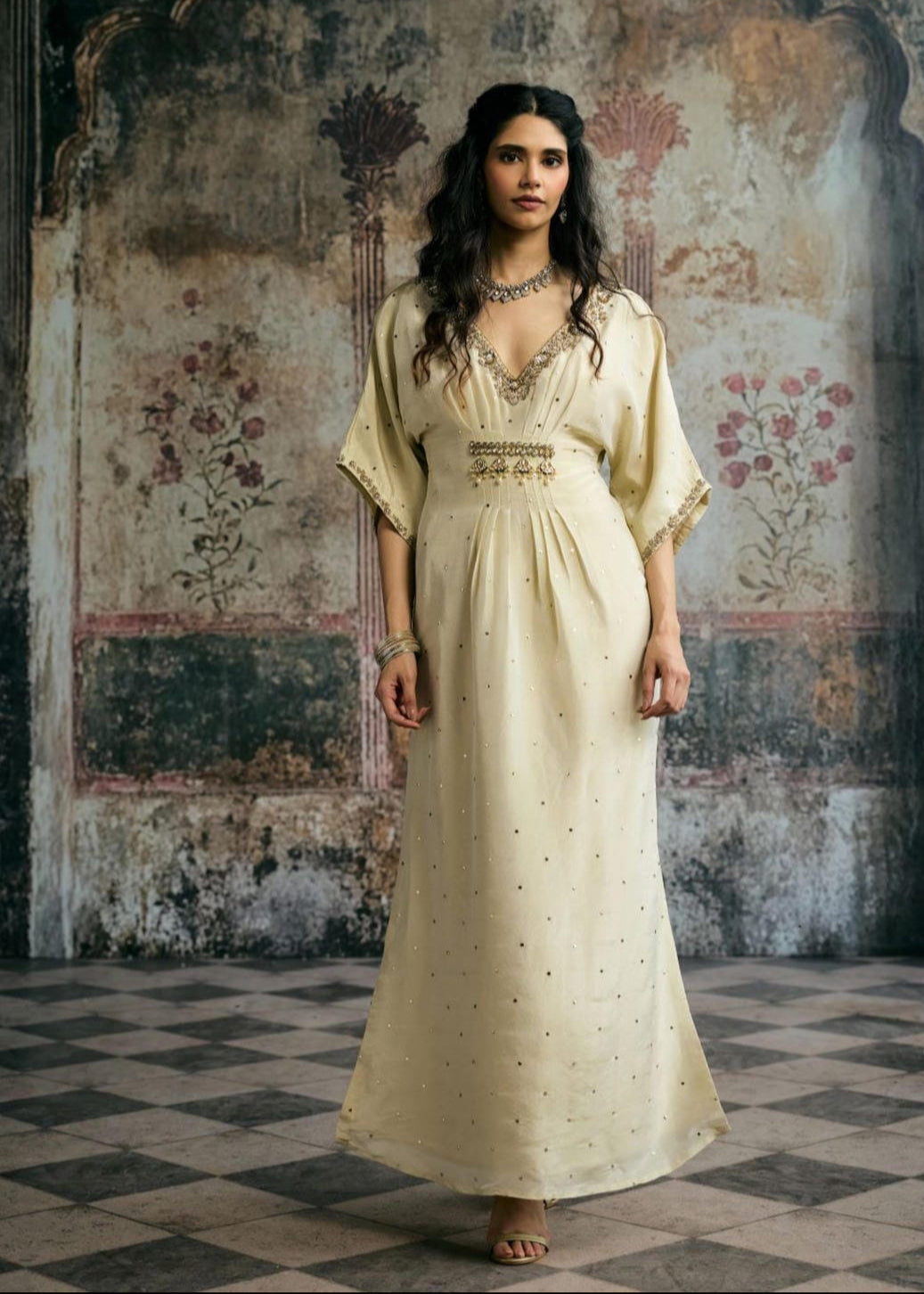 Sitara Ivory Hand Embroidery Kaftan