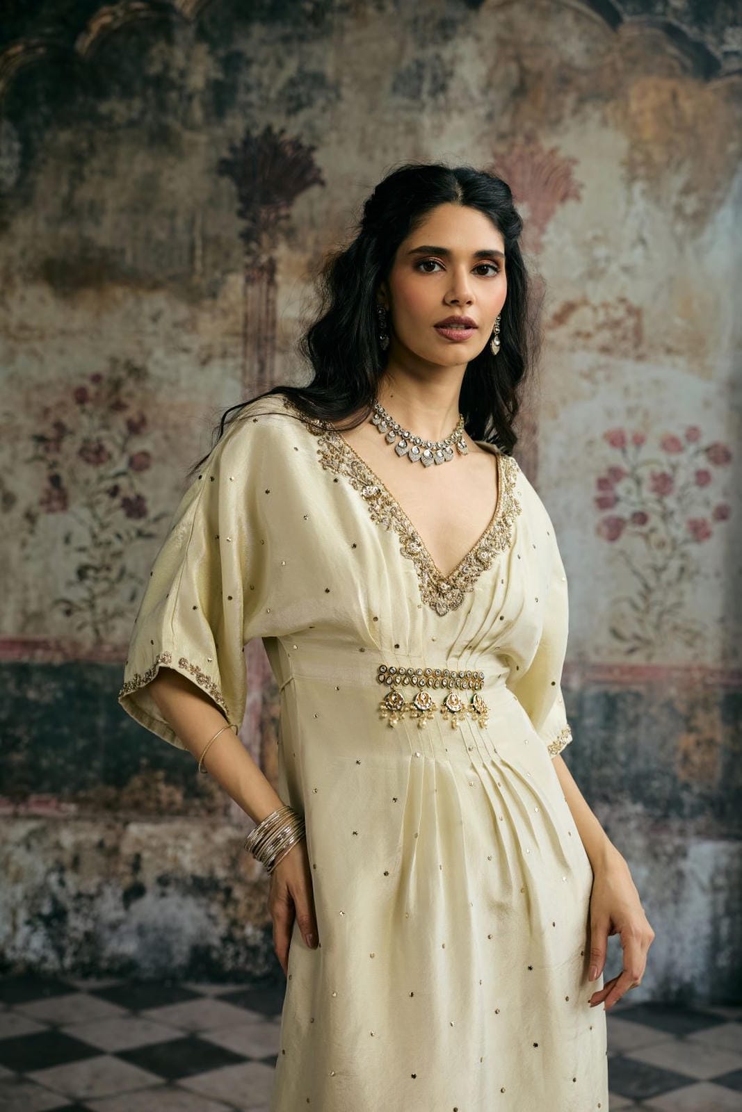 Sitara Ivory Hand Embroidery Kaftan