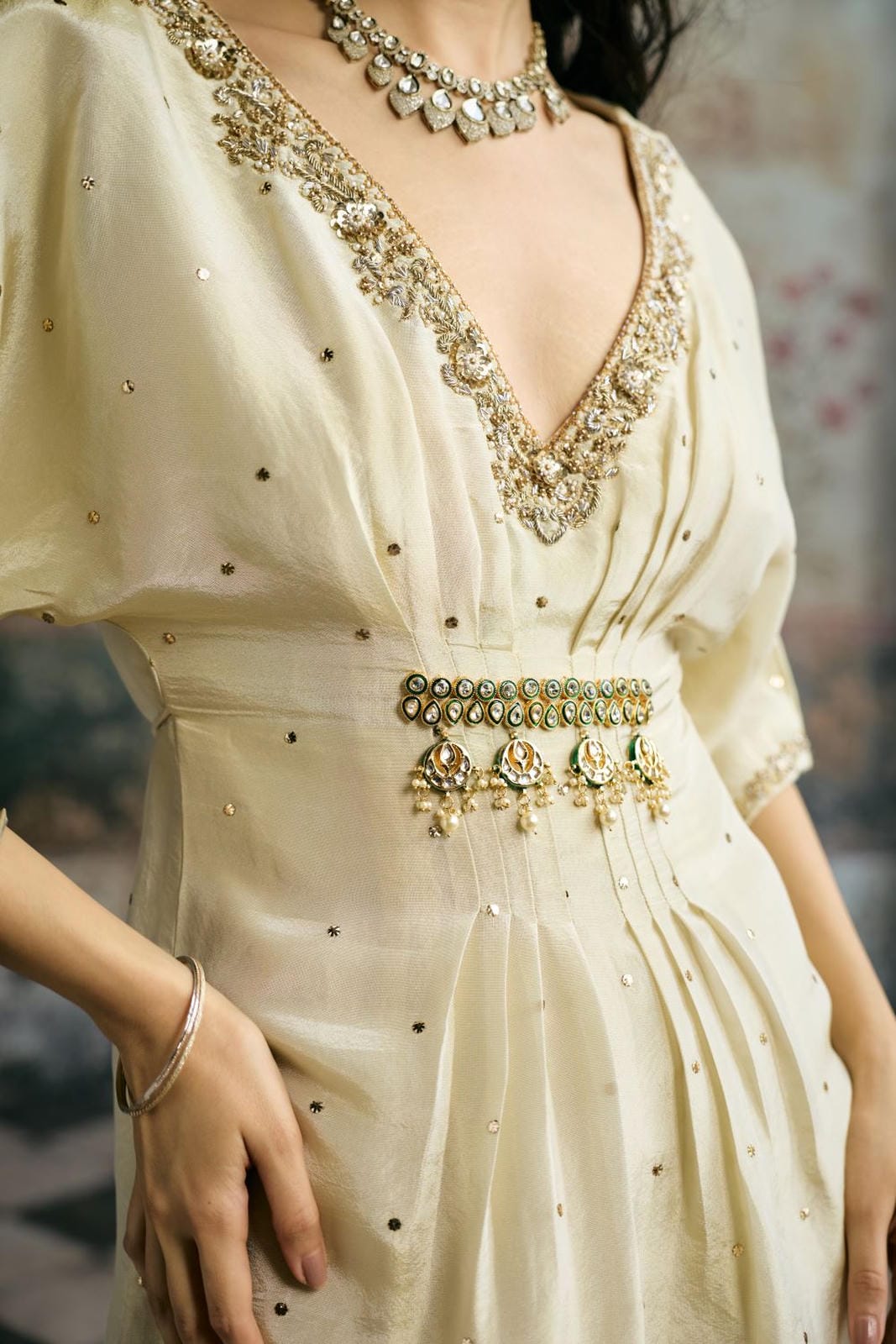 Sitara Ivory Hand Embroidery Kaftan