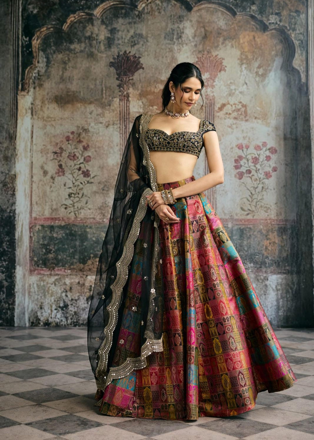 Soundarya Banarasi Brocade Hand Embroidered Lehenga Set