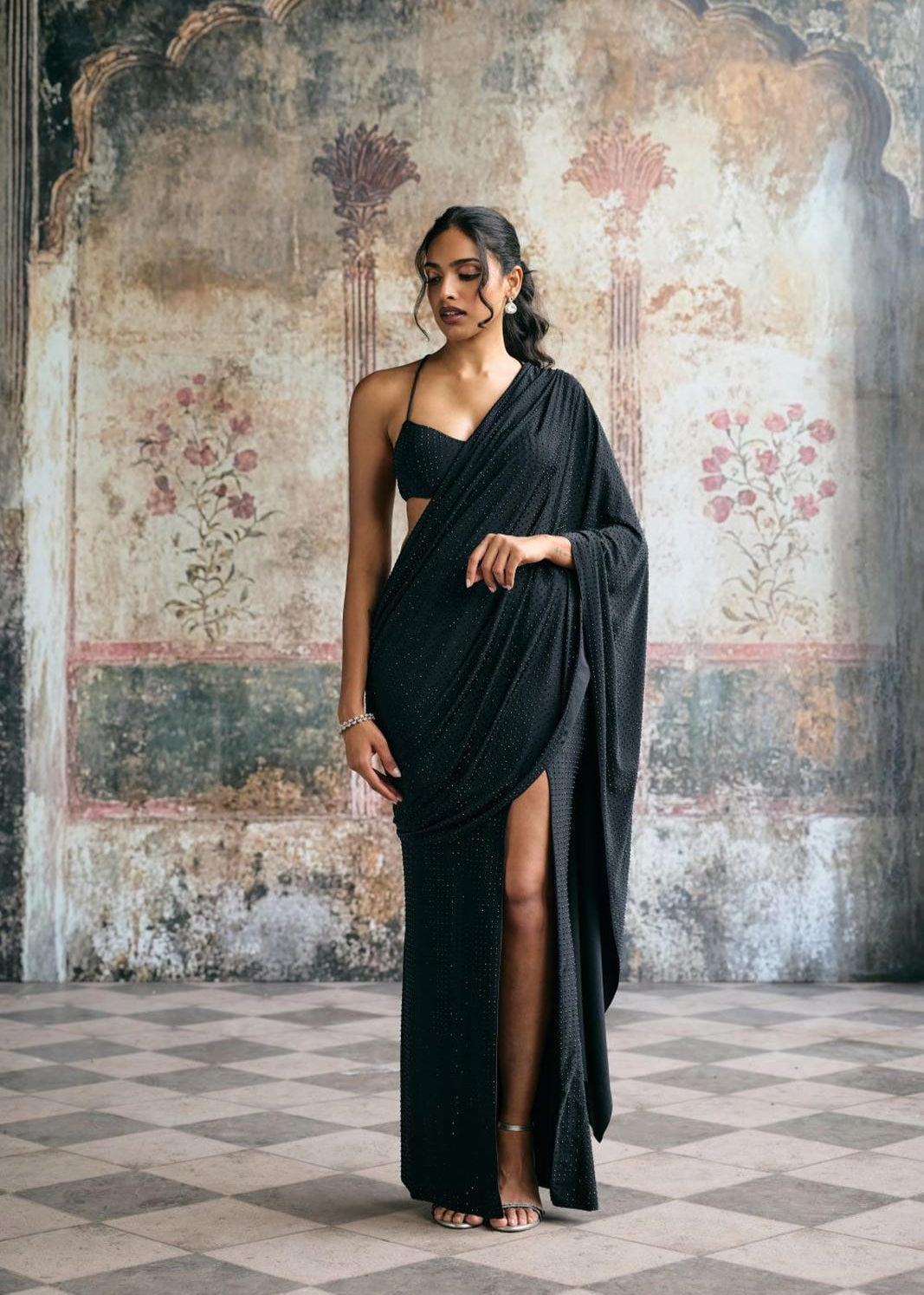 Shaina Black Rhinestone Embellished Blouse