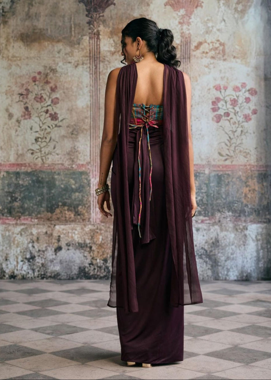 Riva Silk Brocade Corset and Wrap Skirt Set