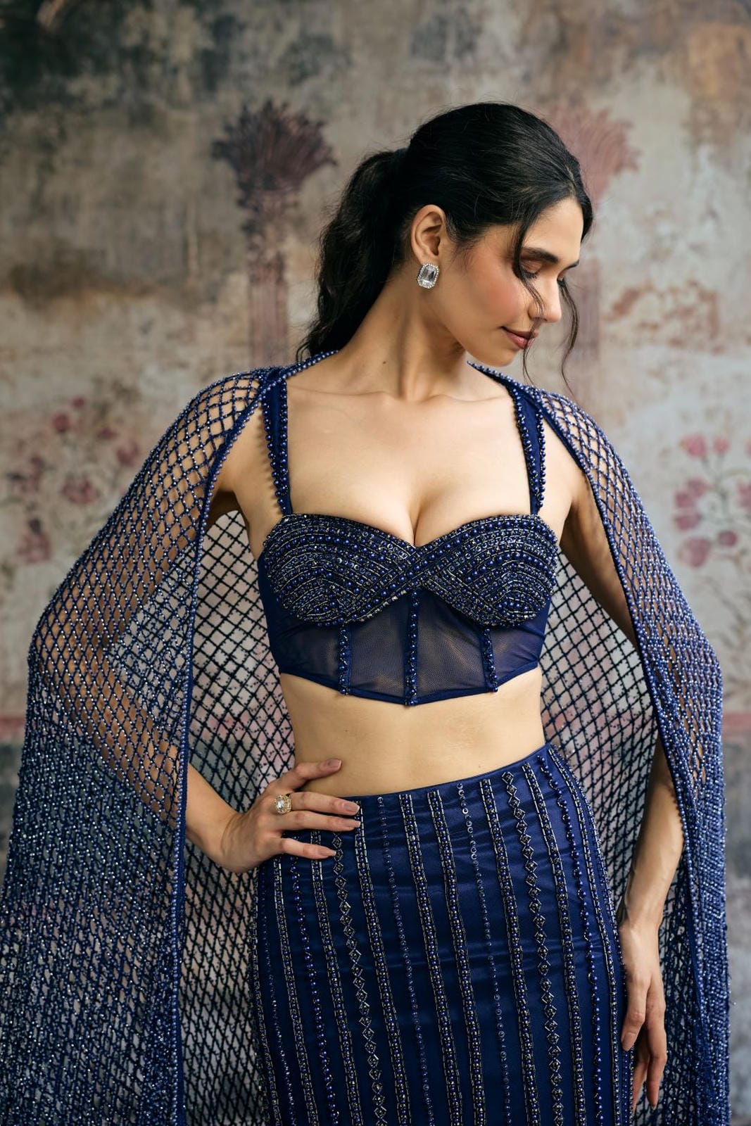 Layra Navy Hand-Embellished Blue Lehenga Set