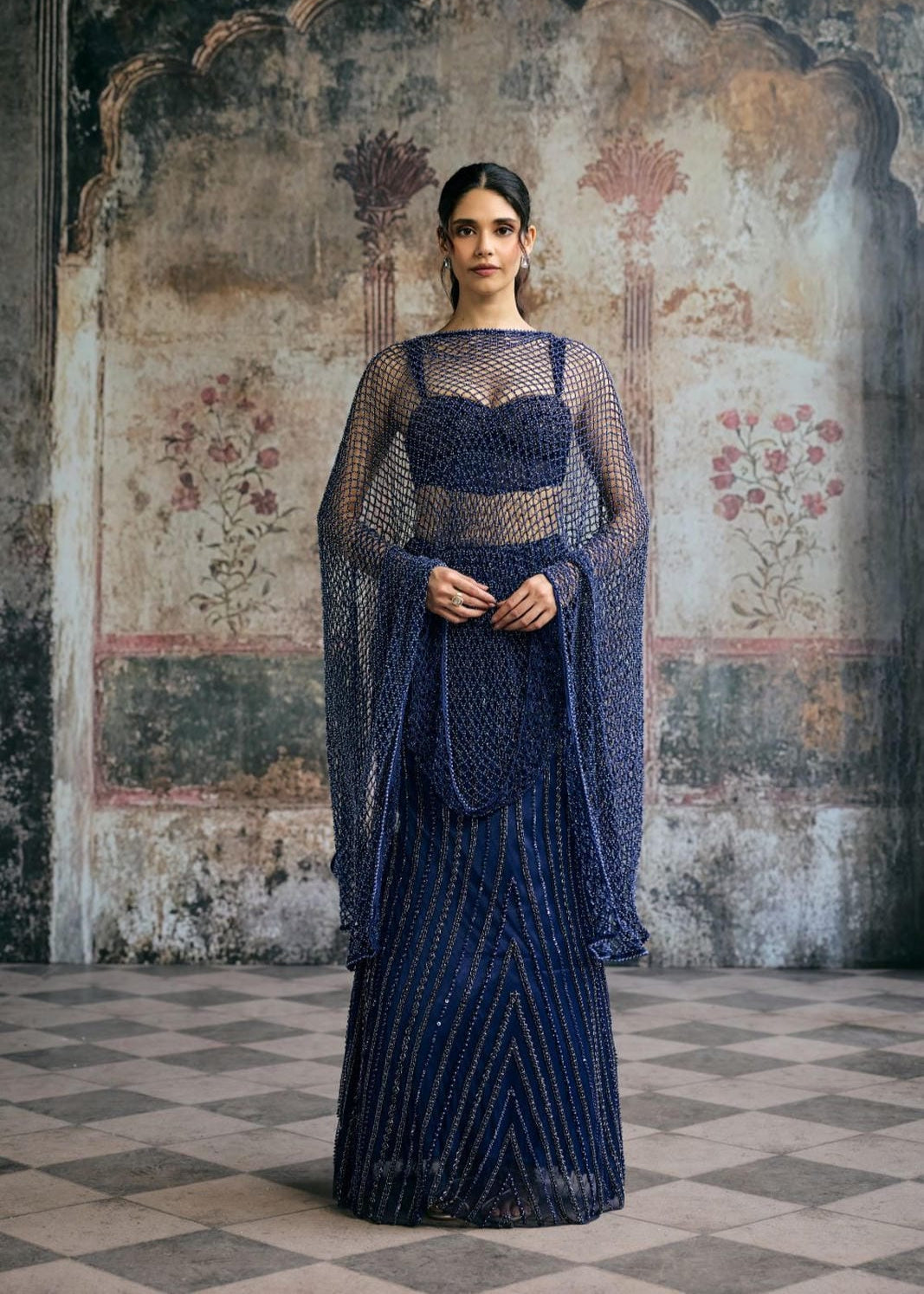 Layra Navy Hand-Embellished Blue Lehenga Set