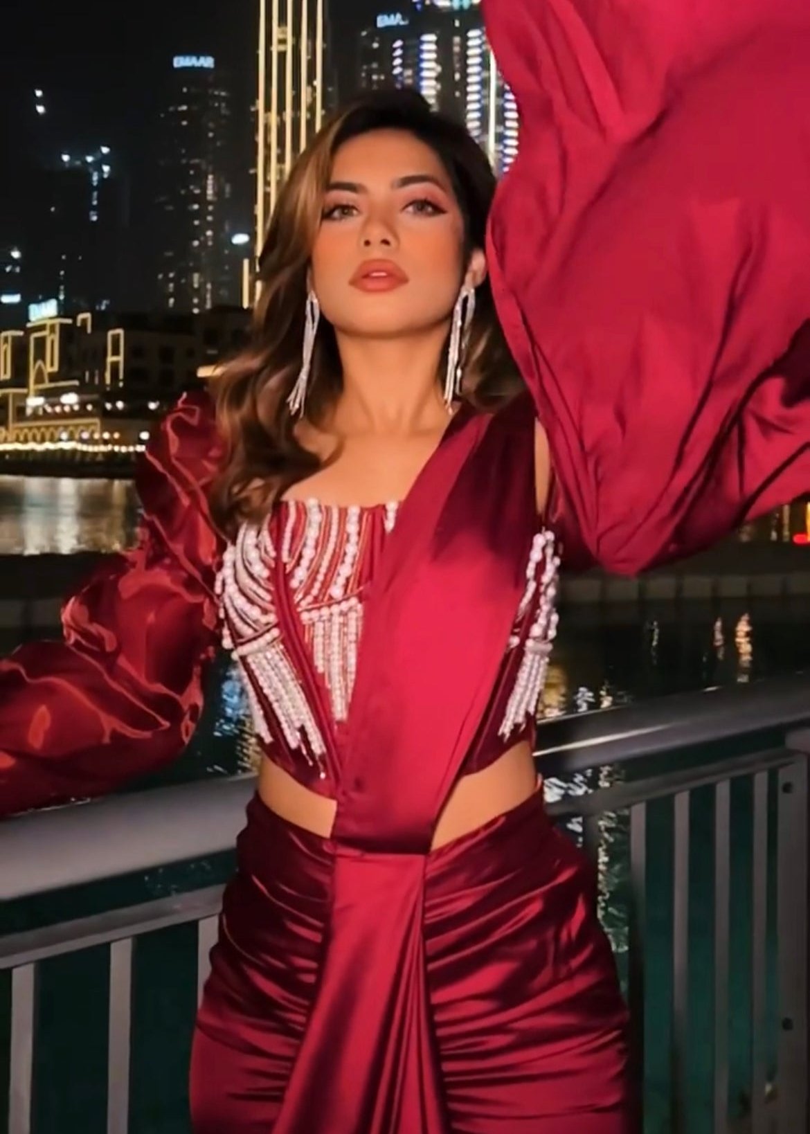 Burgundy Wrap Pre-Stitched Saree