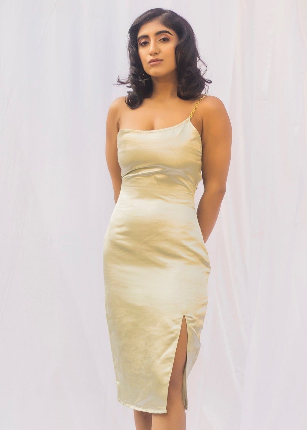 One-Shoulder Chain Strap Dress