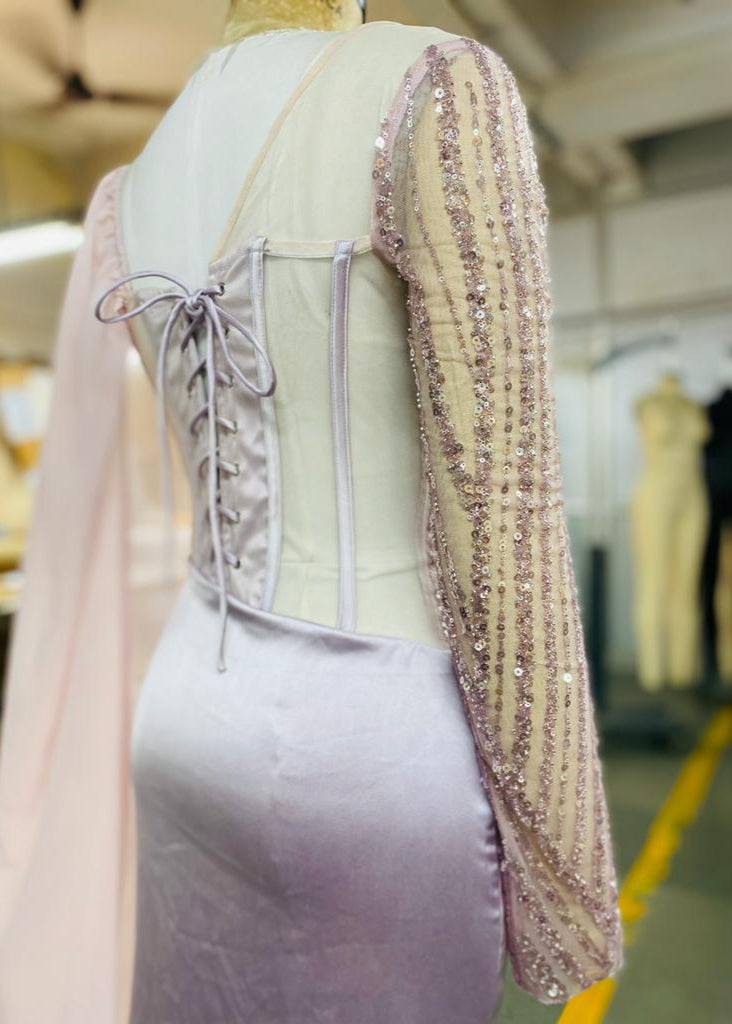 Althea Lavender Embroidered Corset Gown