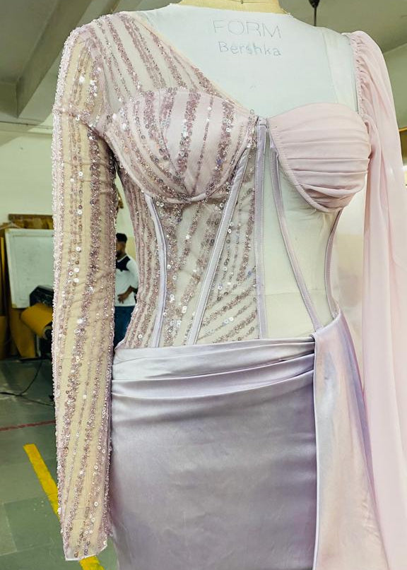 Althea Lavender Embroidered Corset Gown