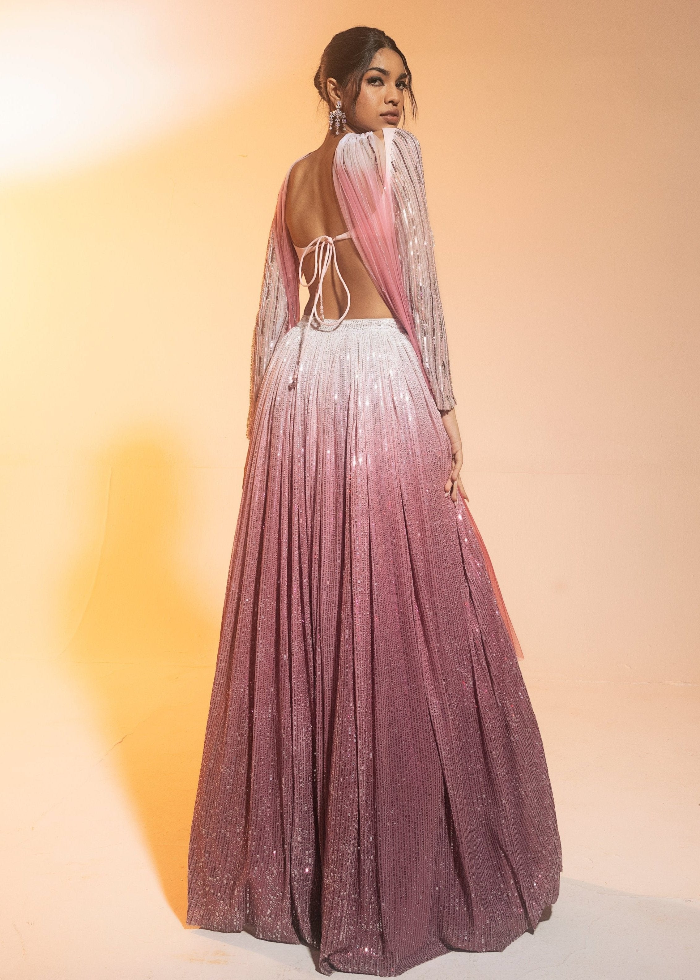 Buy Pink Ombre Embroidered Lehenga Set