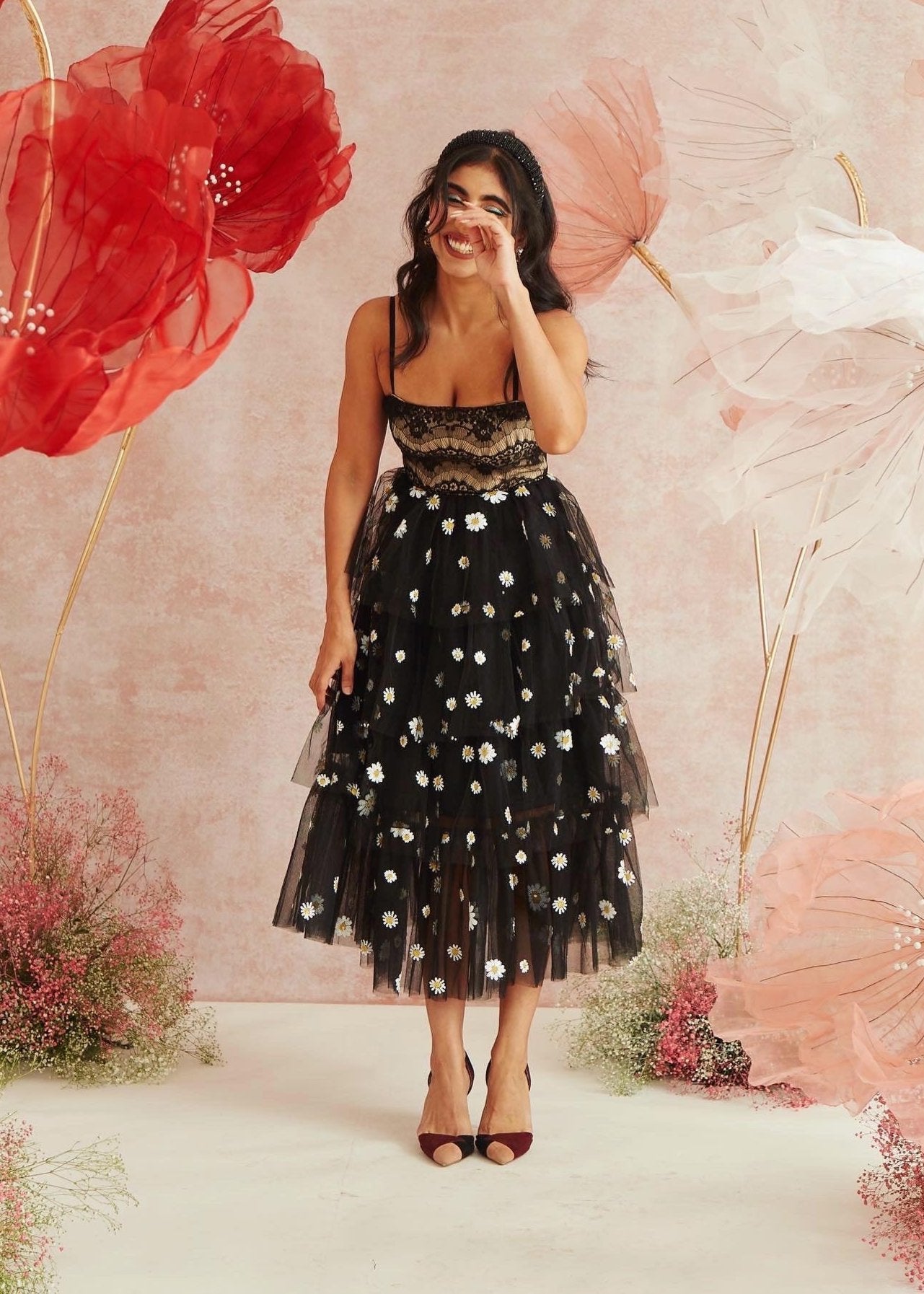 Black tulle Corset Midi