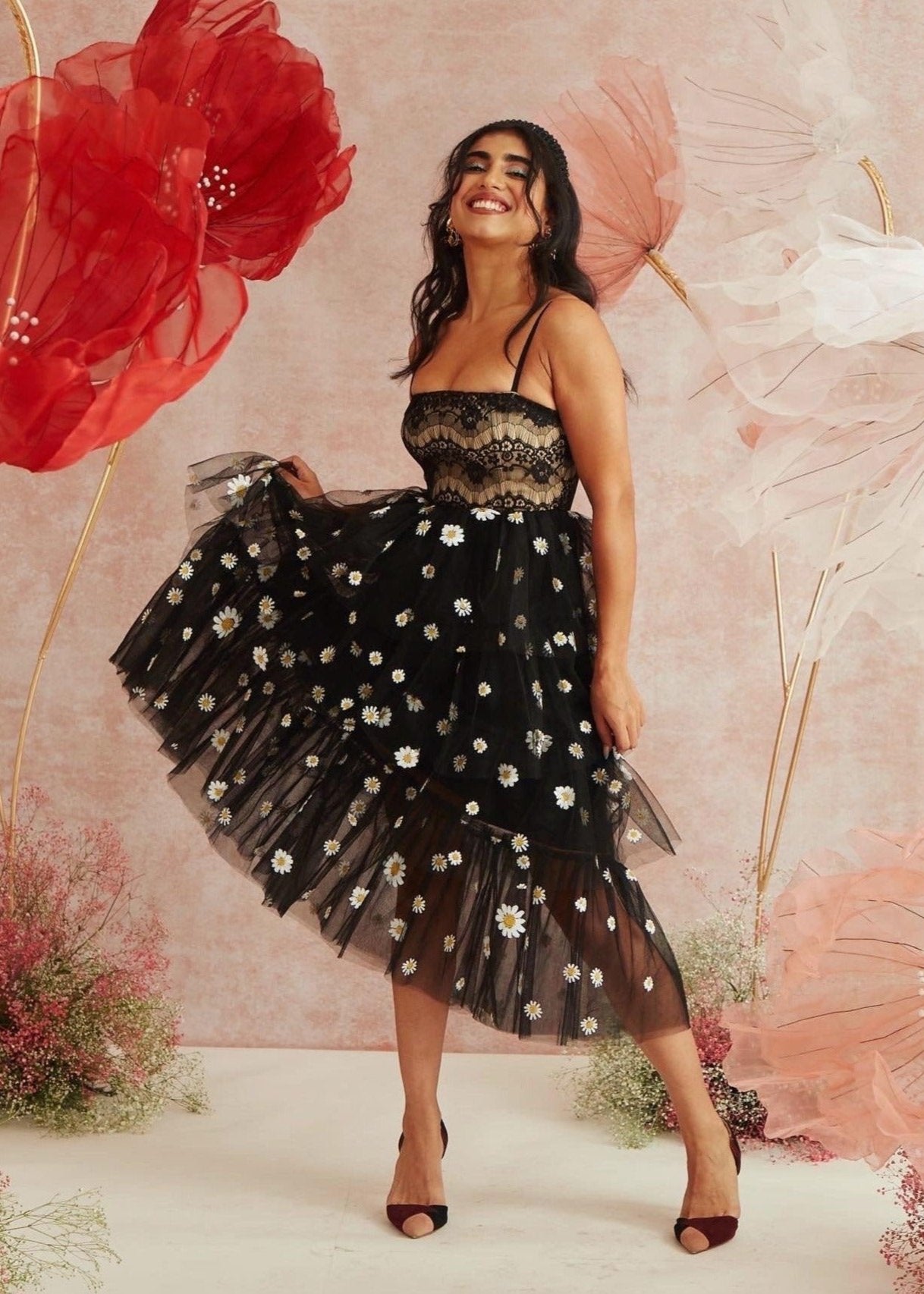 Black tulle Corset Midi