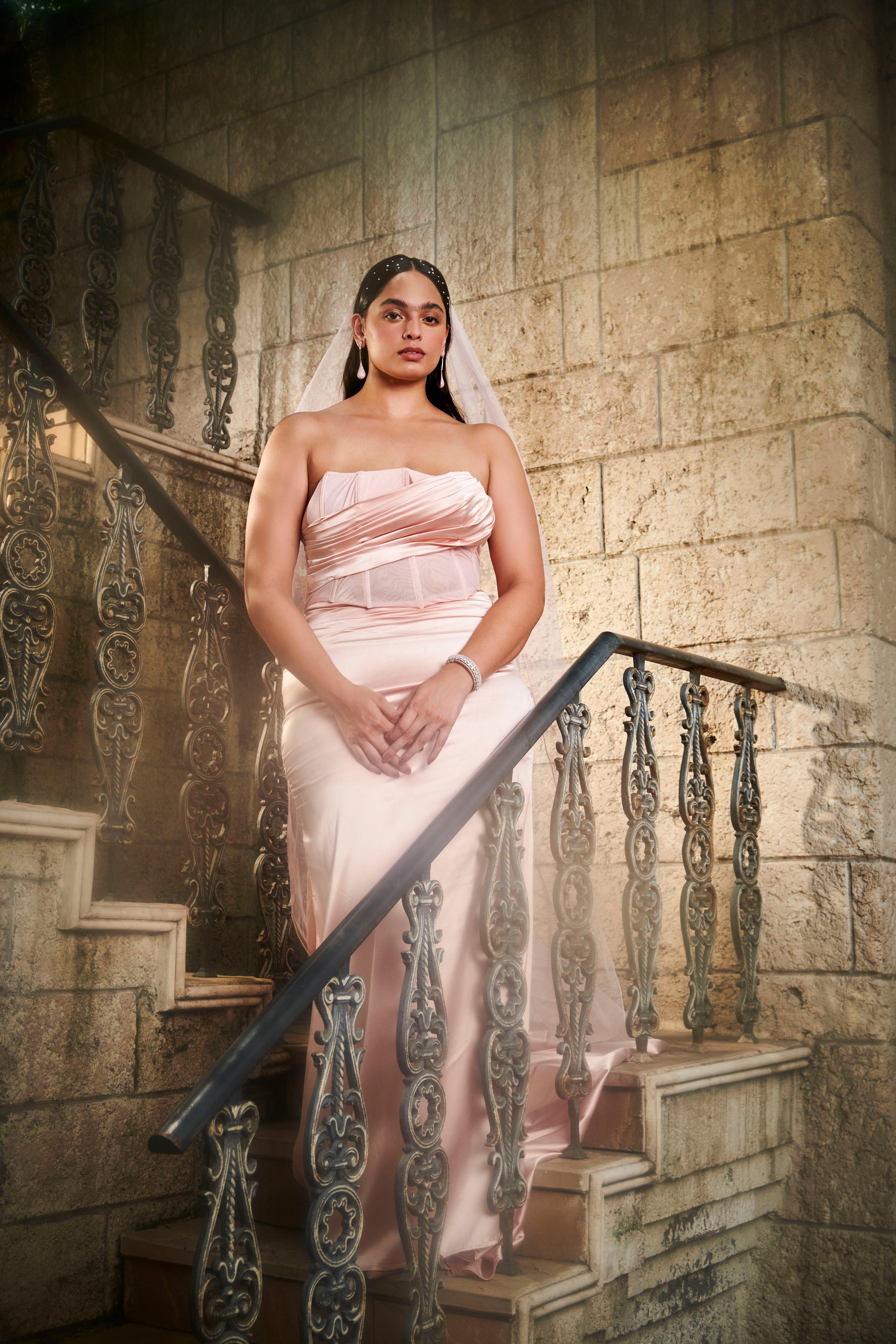 Blush sleeveless bustier dress