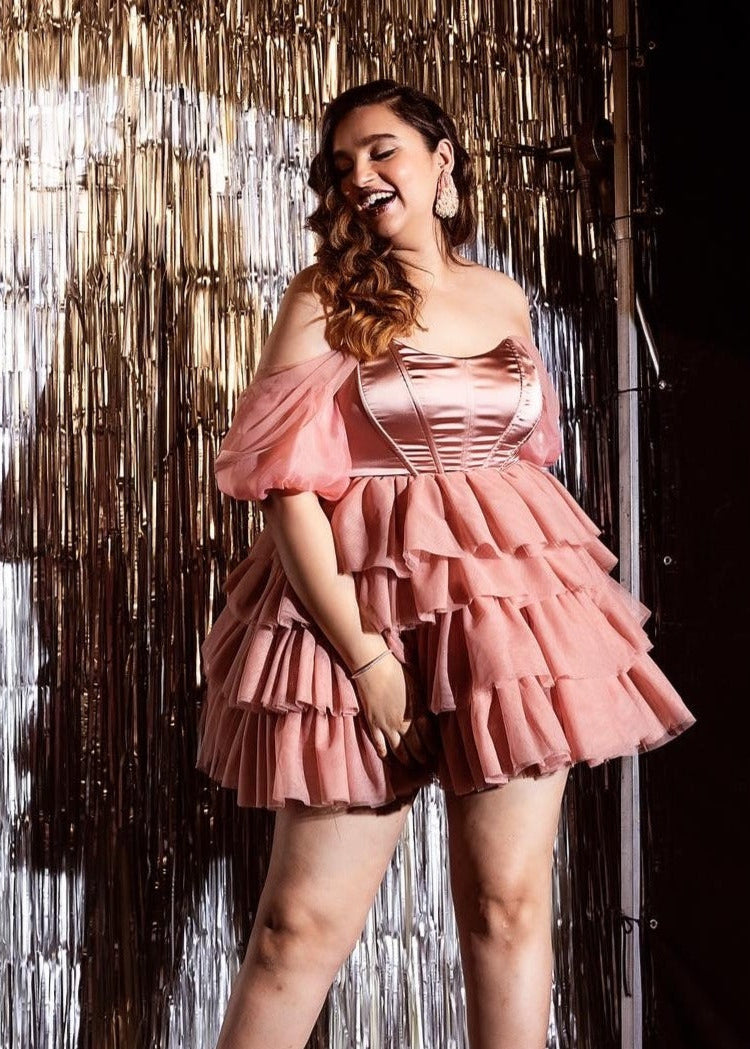 Blush Puff Corset Dress
