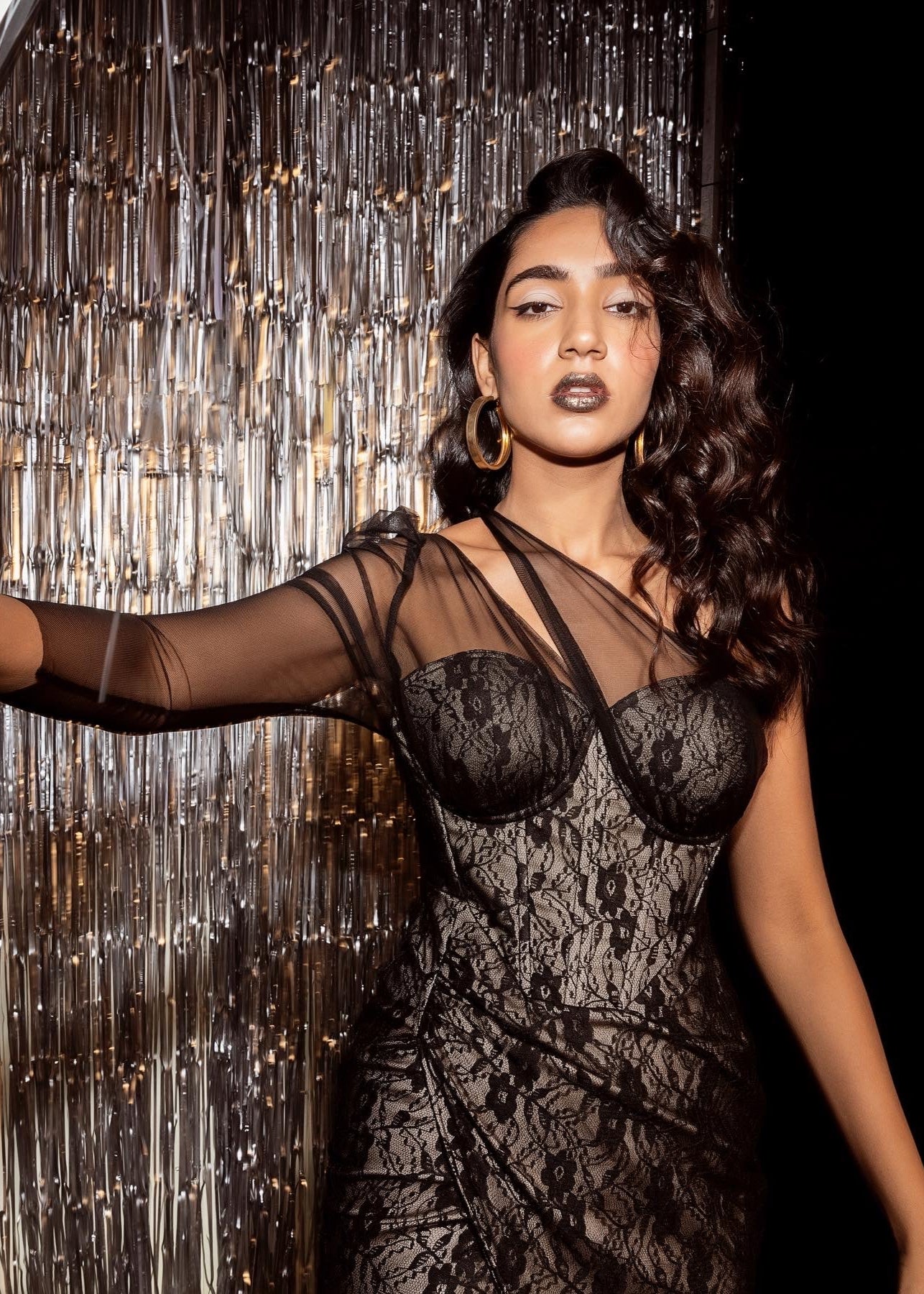 Black lace corset dress