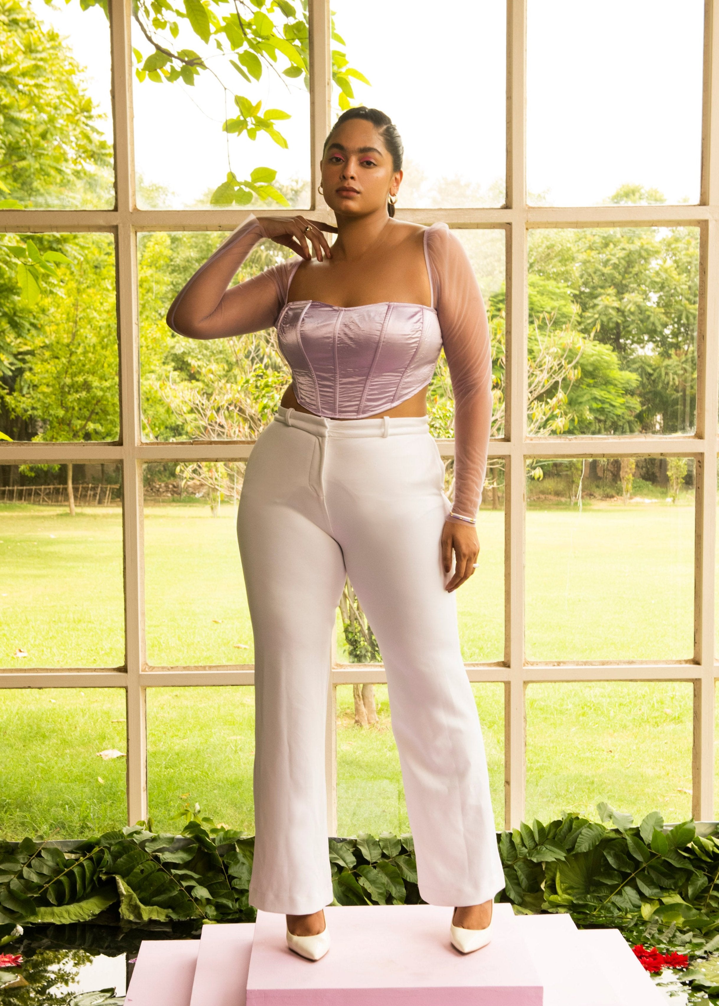 Carla Lavender Silk Corset Top