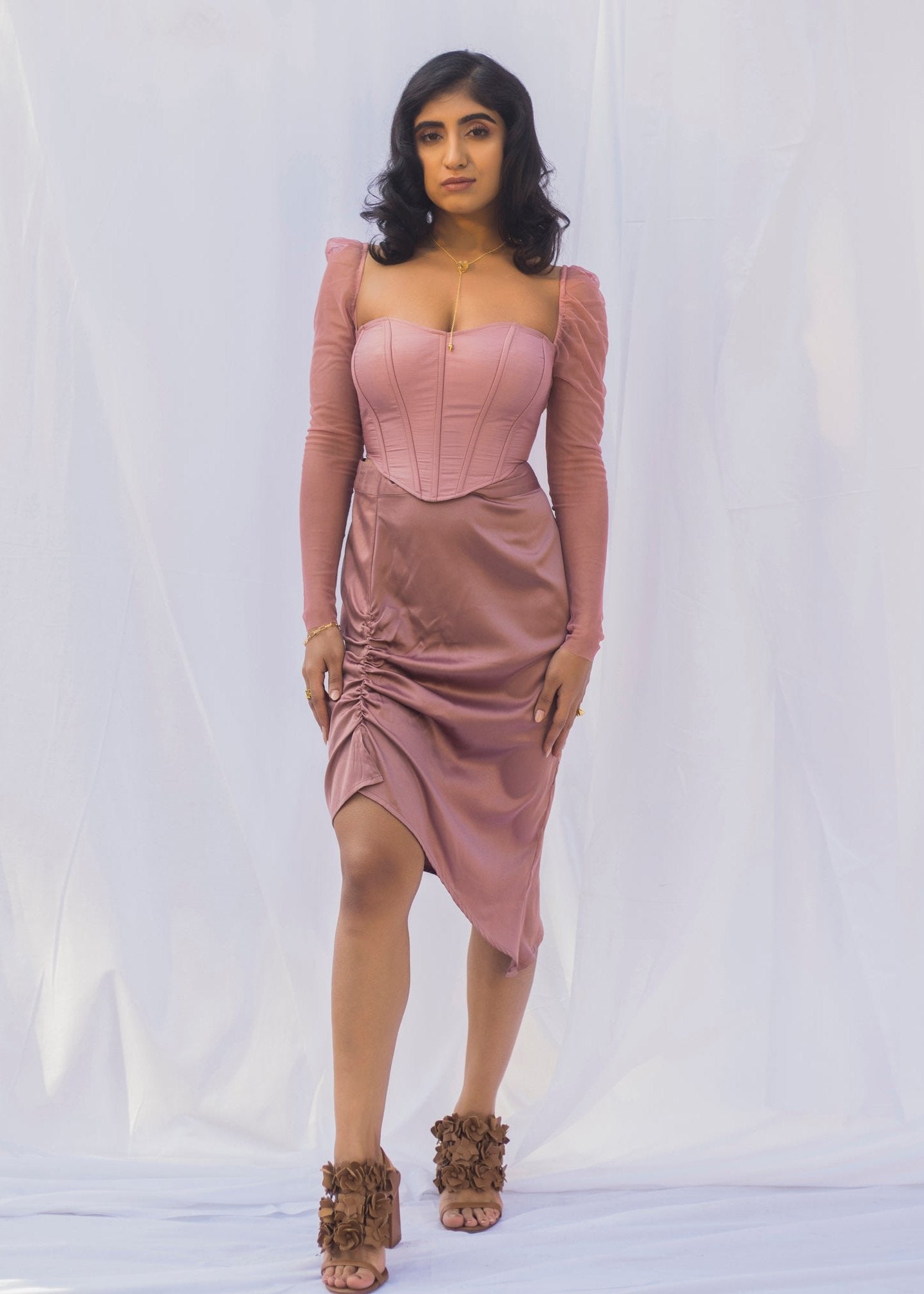 Carla Mauve Silk Corset Top