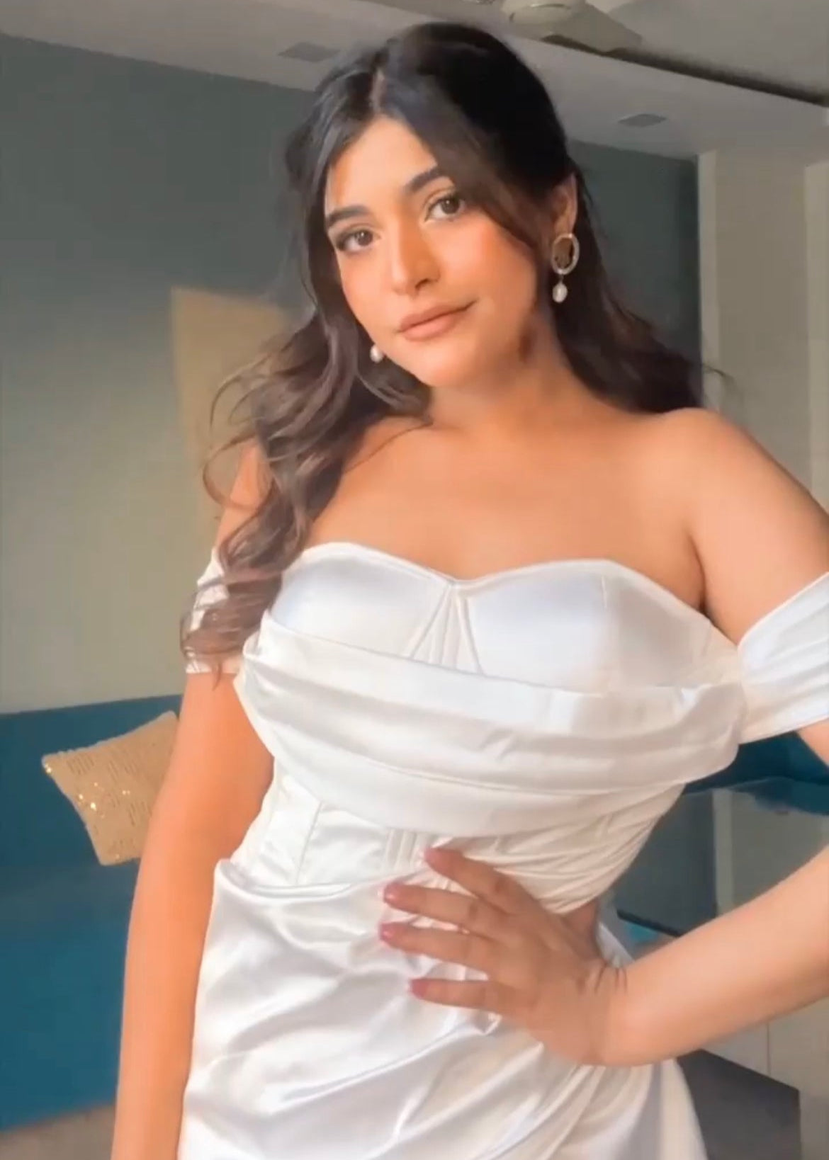 Celeste White Satin Corset Gown