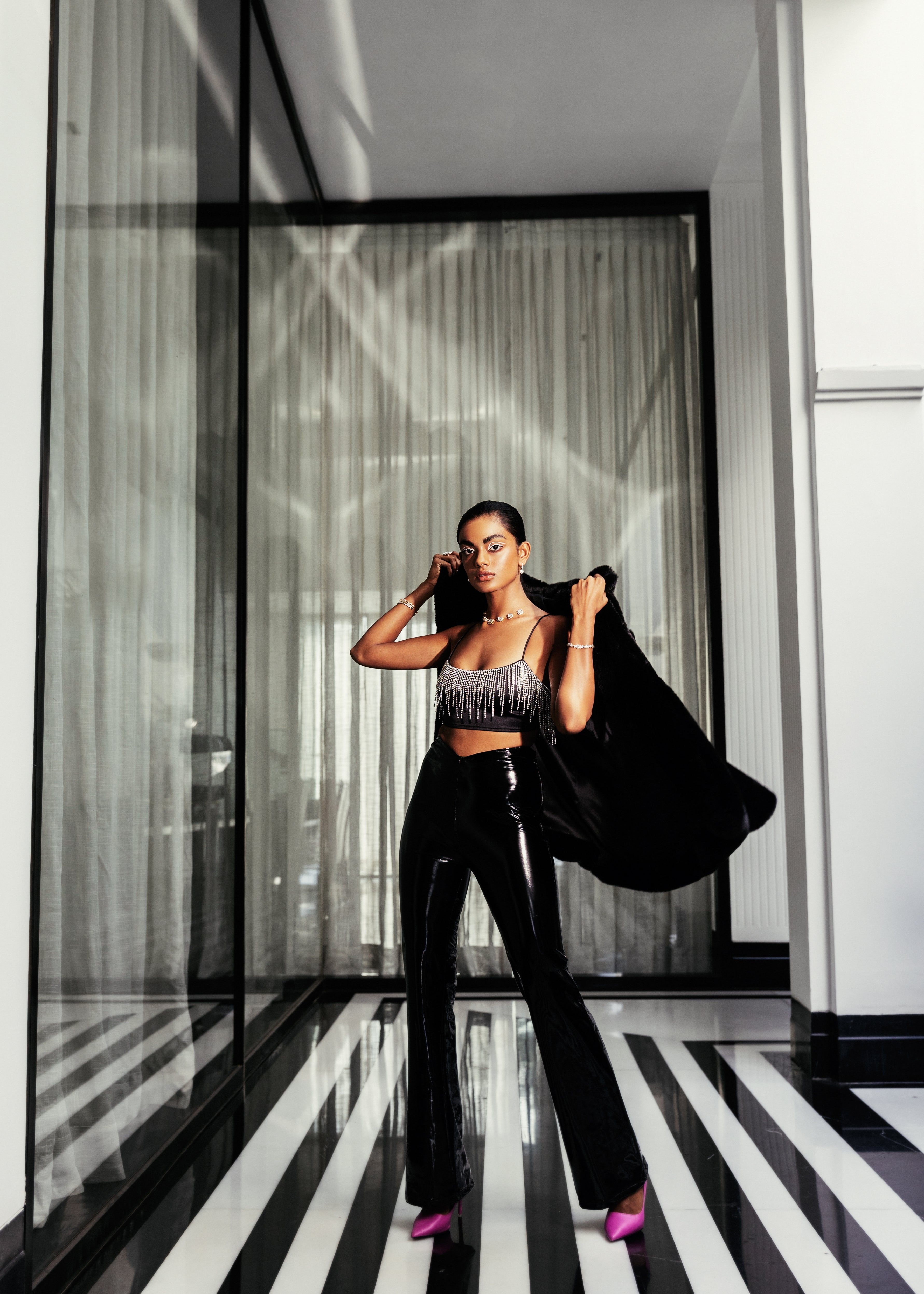 Celine Black Latex Pants