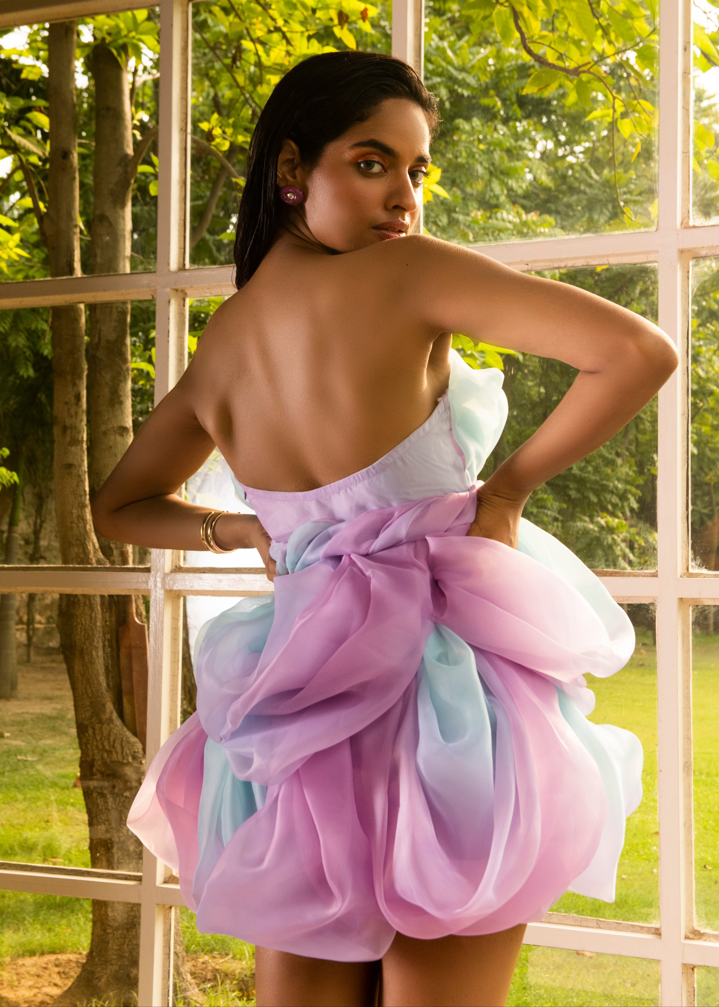 Cezanne Ombre Swirl Handmade Organza Dress