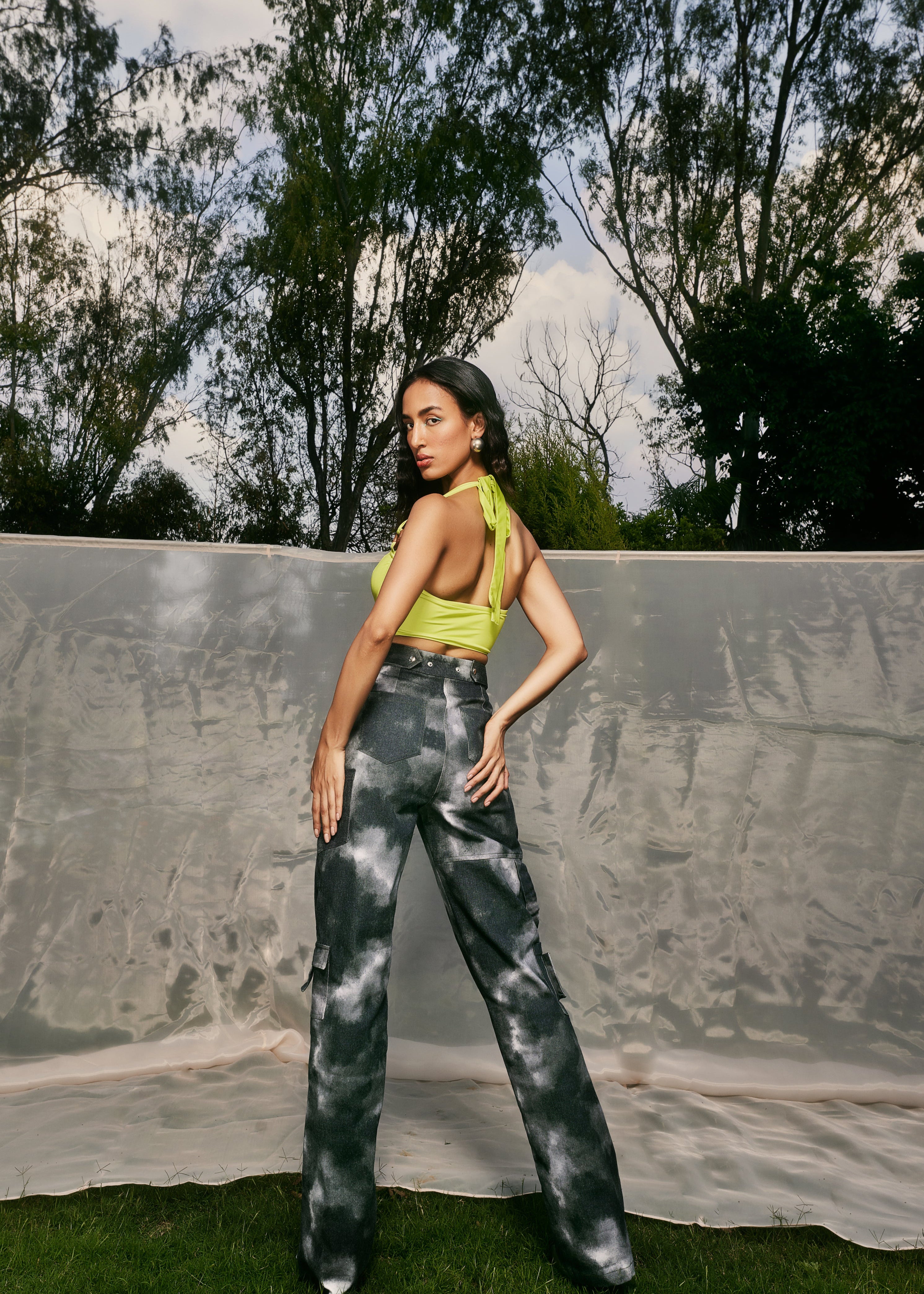 Danae Green Asymmetrical Corset Top featuring a unique asymmetrical design in a bold green color