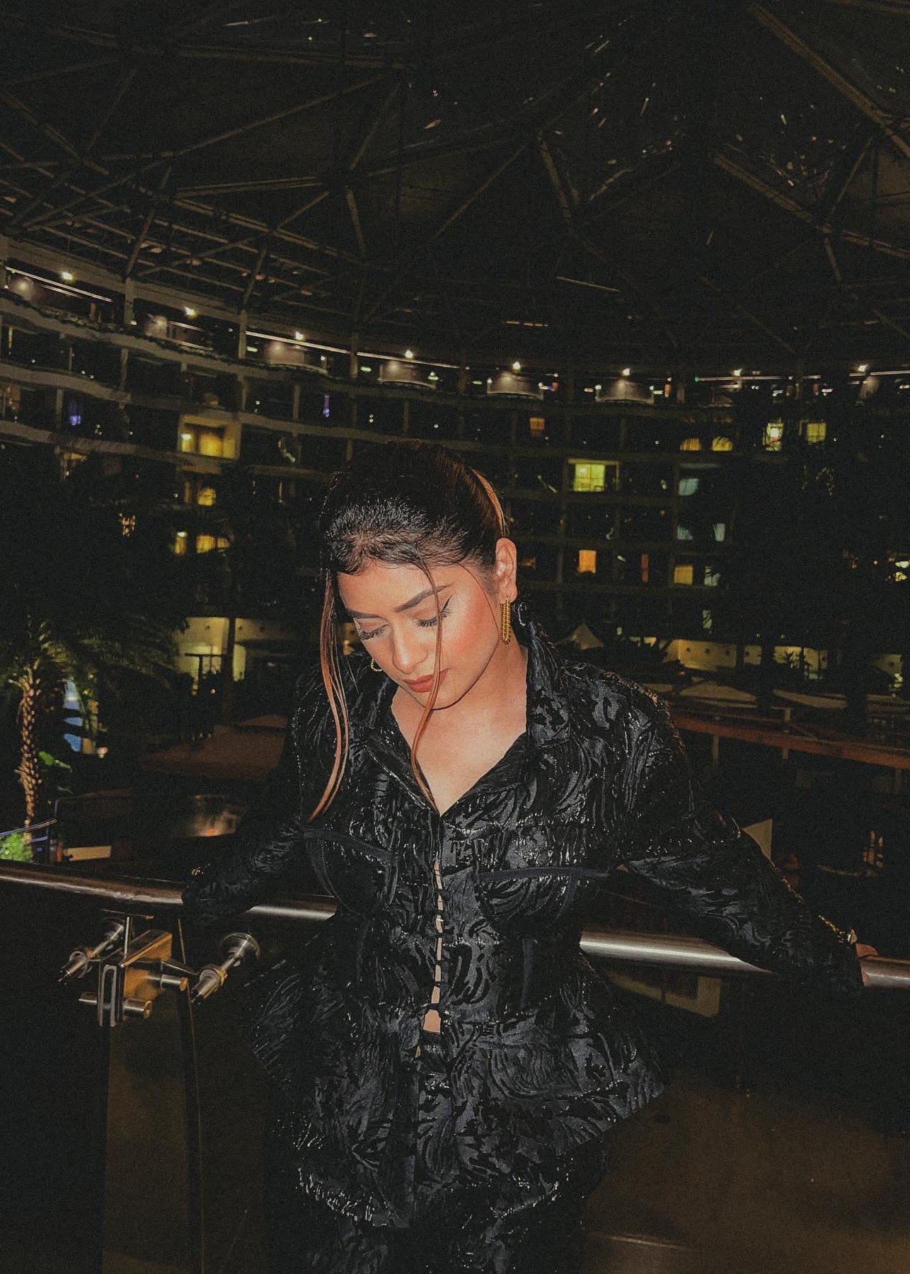 Donna Black Embroidered Jacquard Corset Blazer