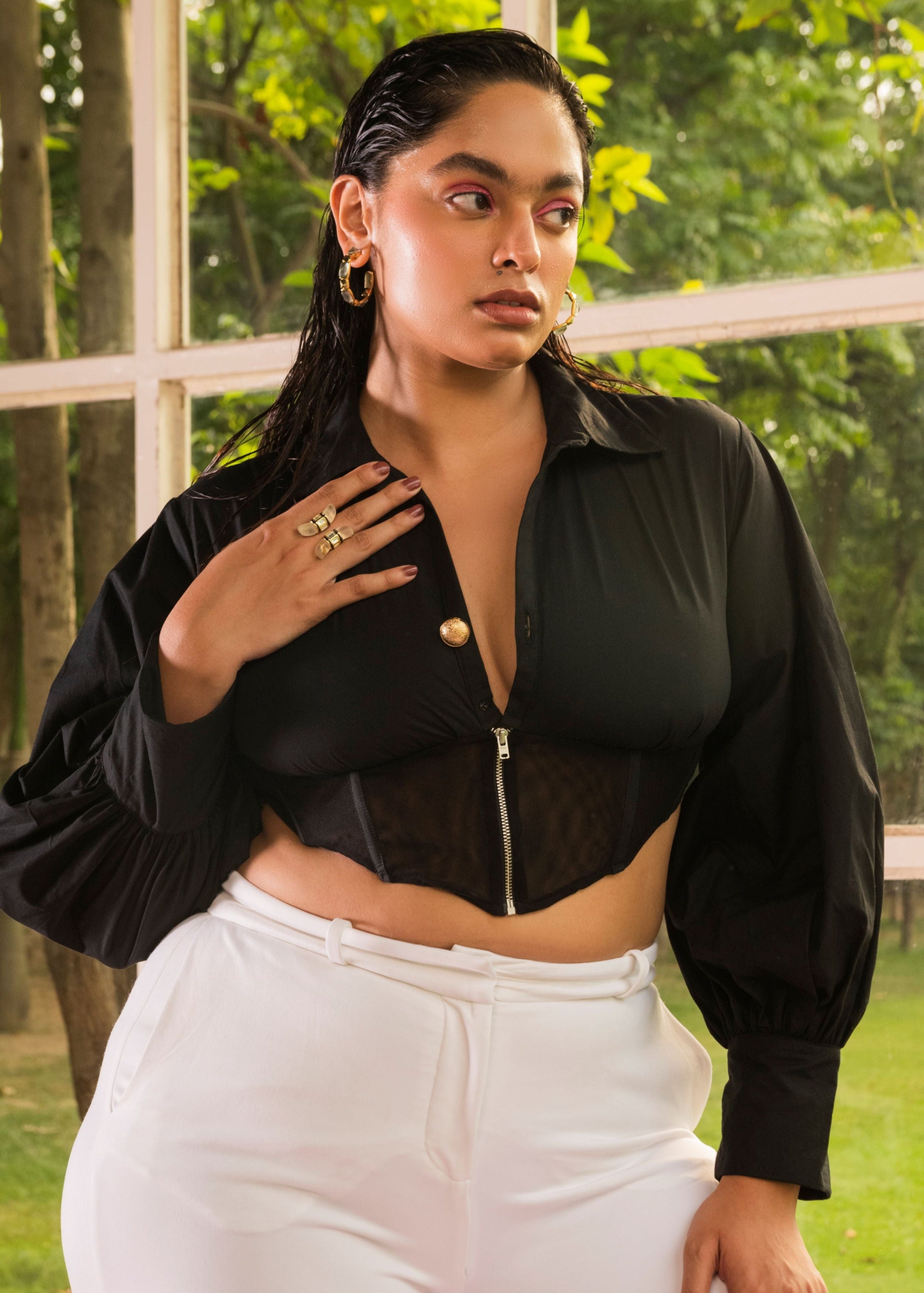 Elenor Mesh Corset Shirt