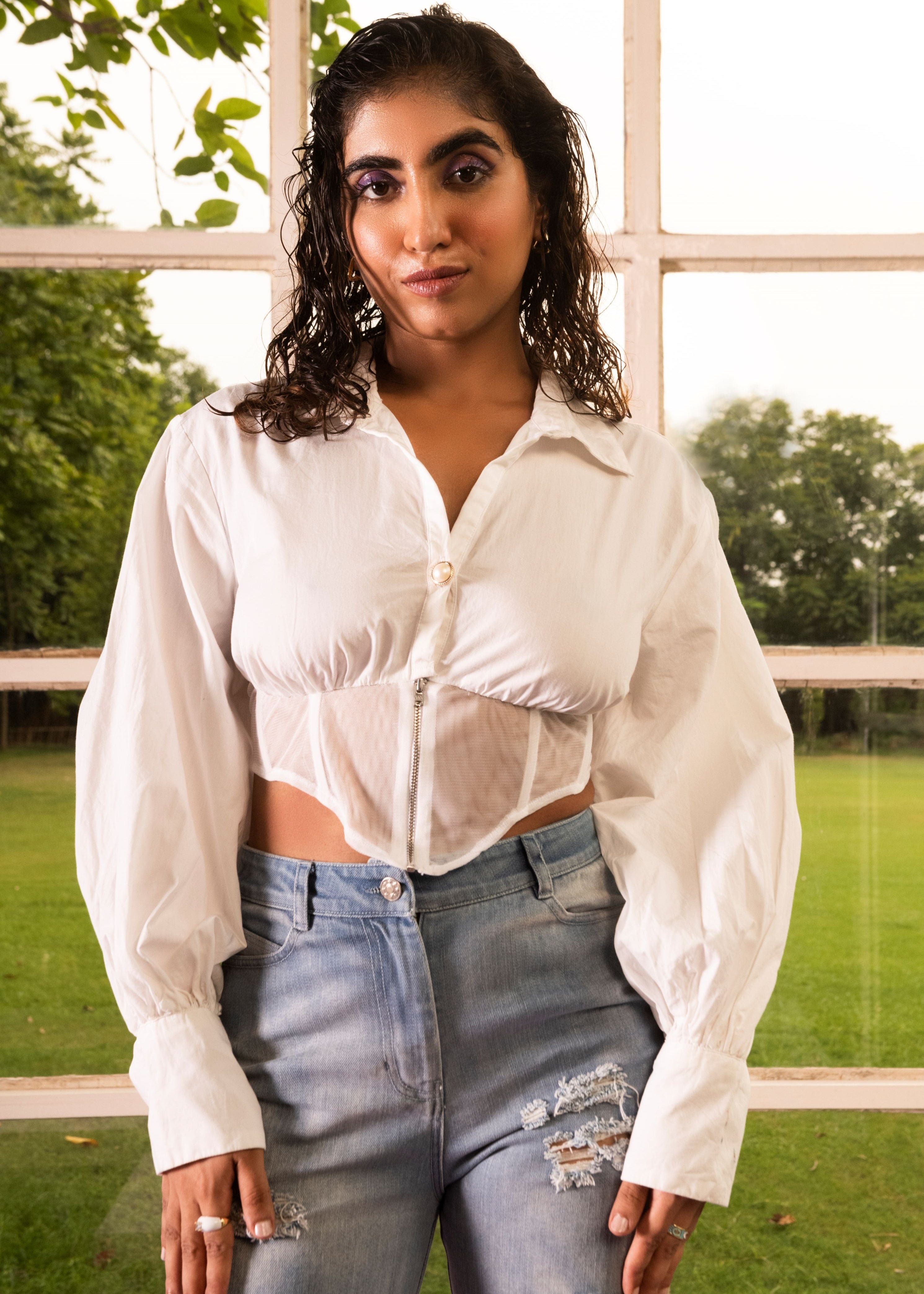 Elenor Mesh Corset Shirt