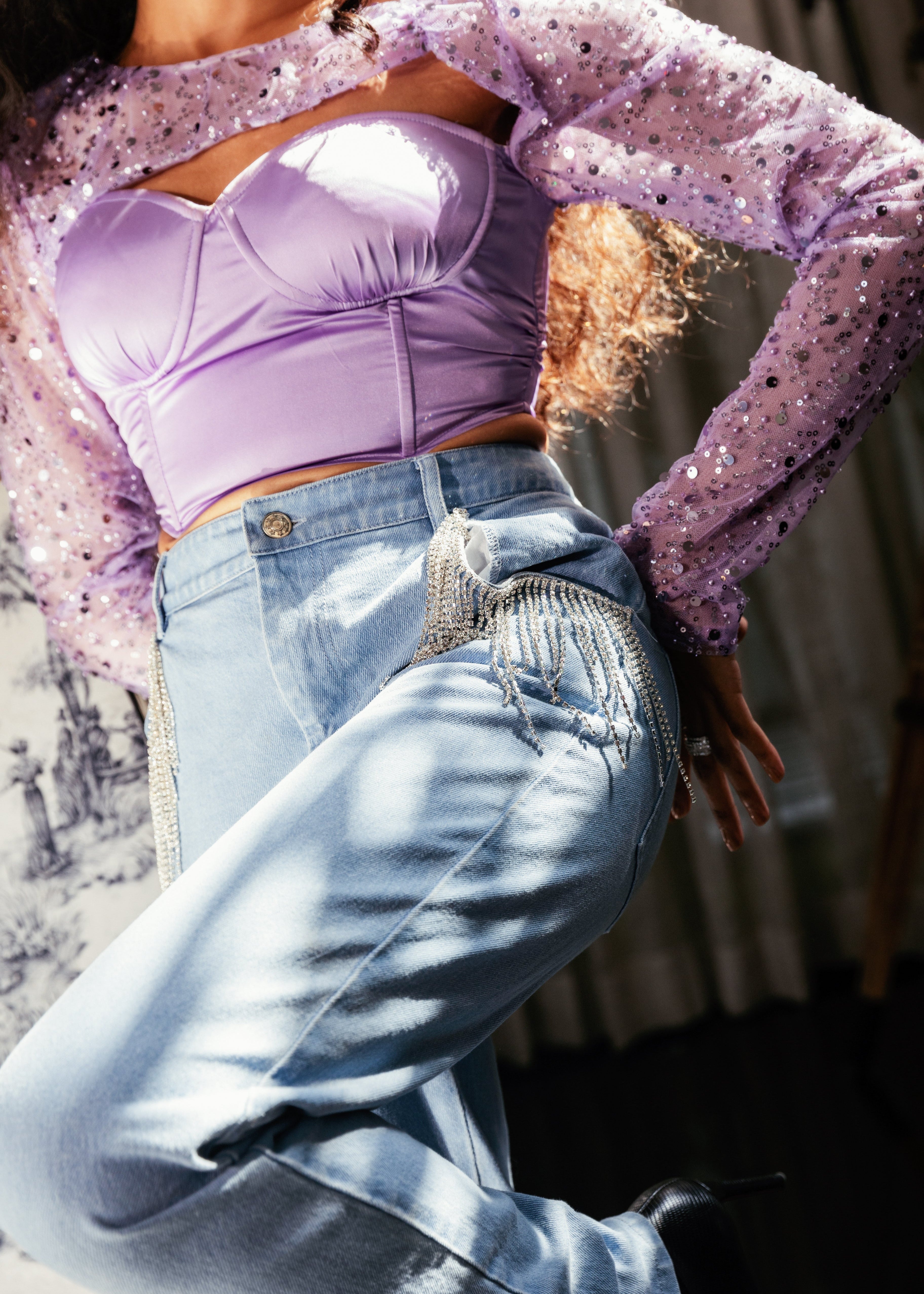 Esme Lavender Embroidered Bustier Corset