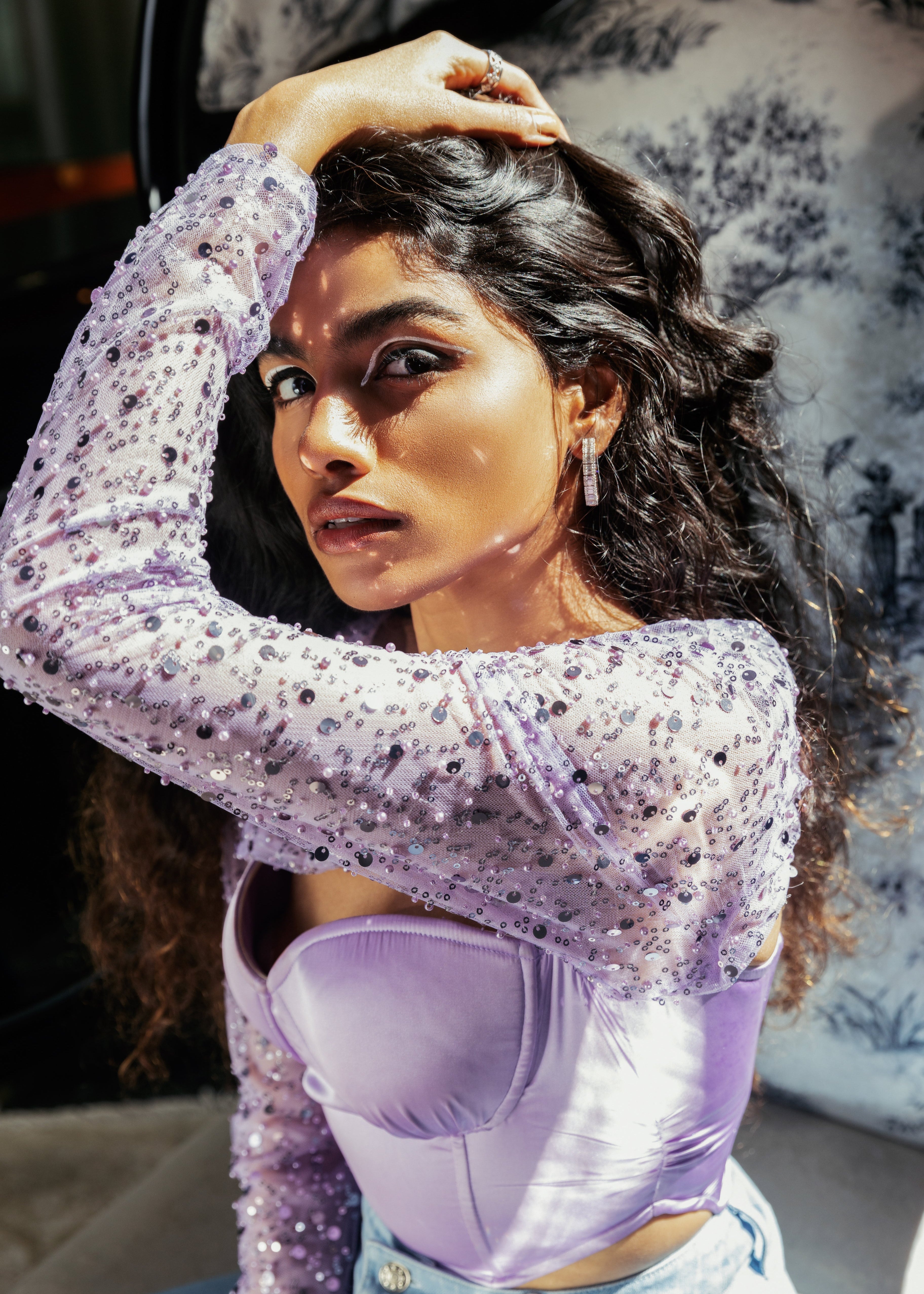 Esme Lavender Embroidered Bustier Corset