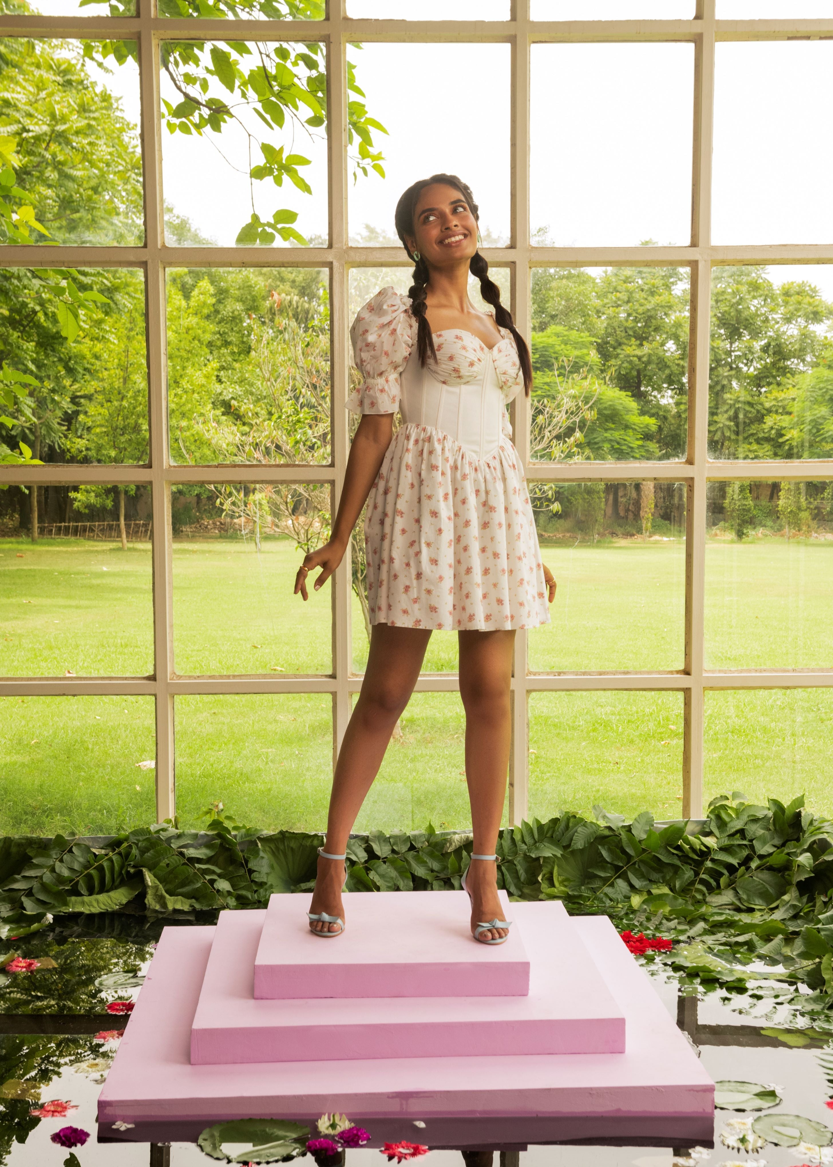 Estelle Floral Cotton Corset Mini Dress