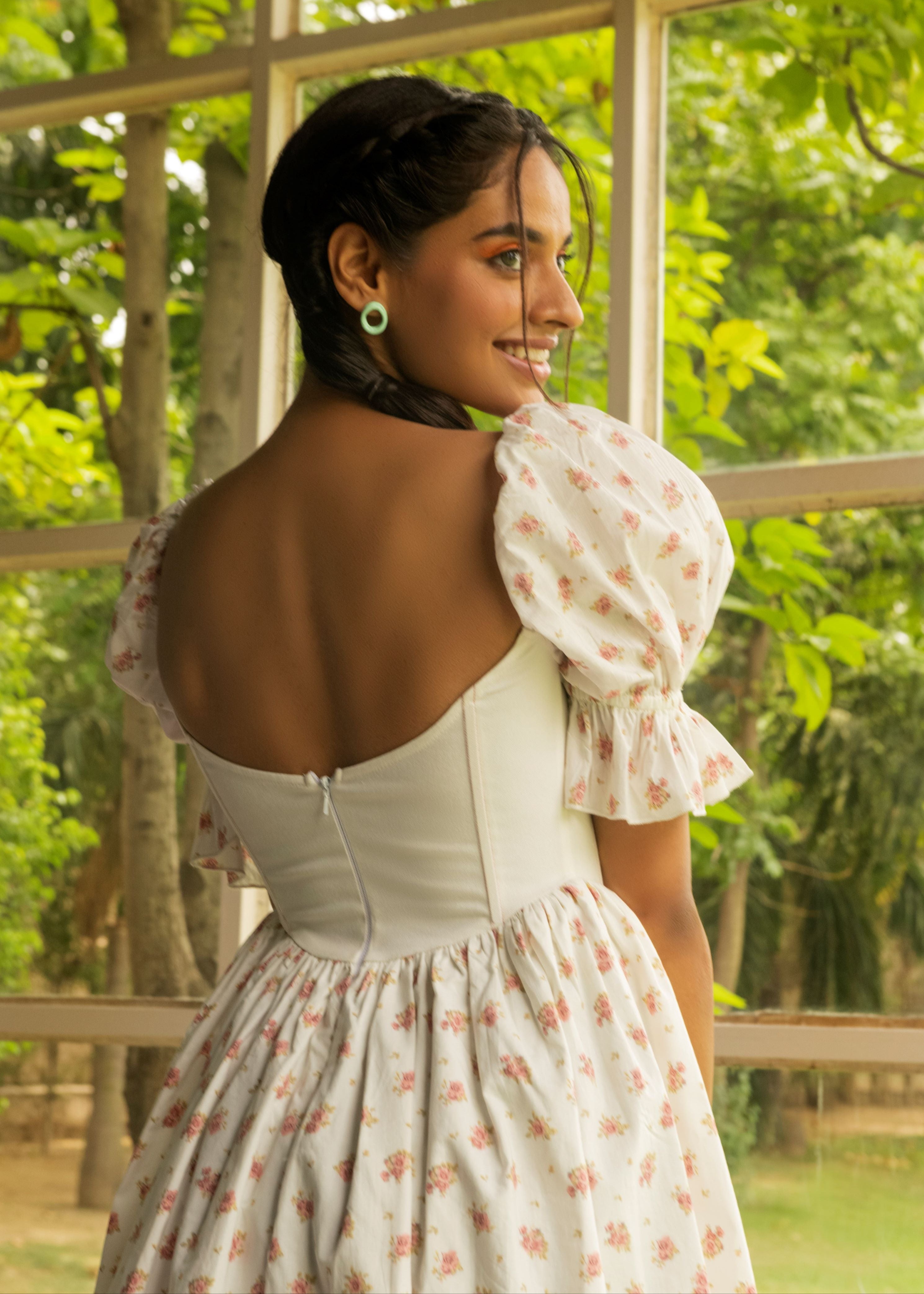 Estelle Floral Cotton Corset Mini Dress CL