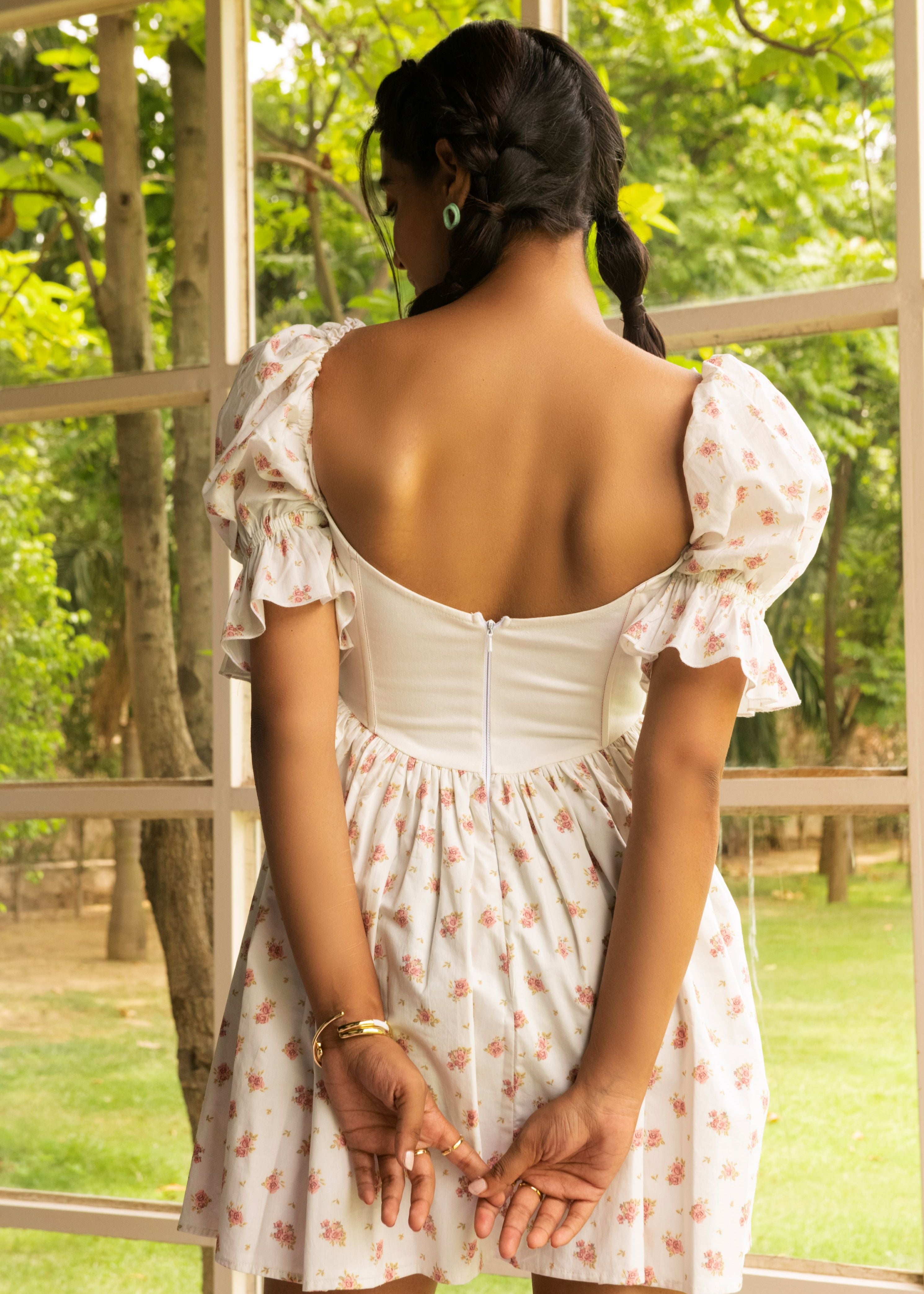 Estelle Floral Cotton Corset Mini Dress