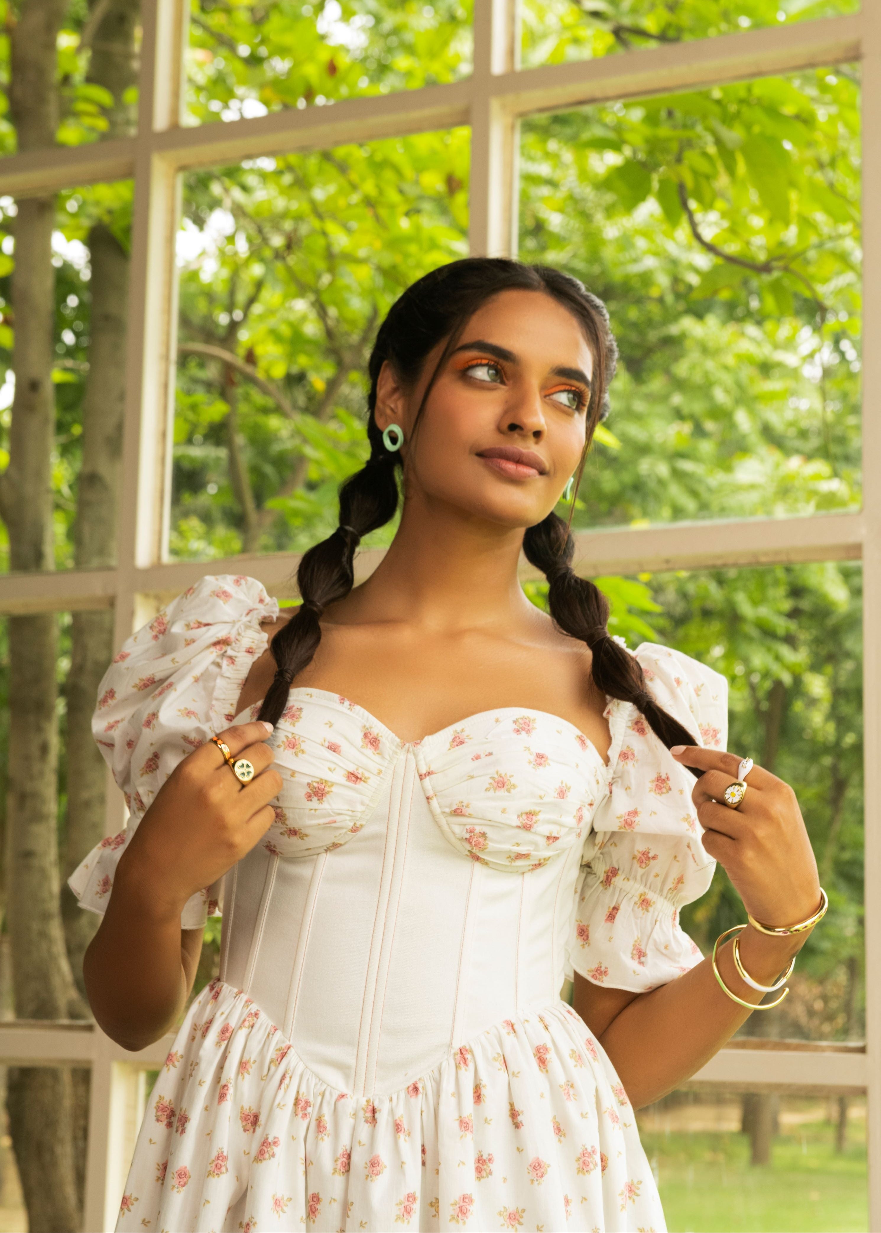 Estelle Floral Cotton Corset Mini Dress