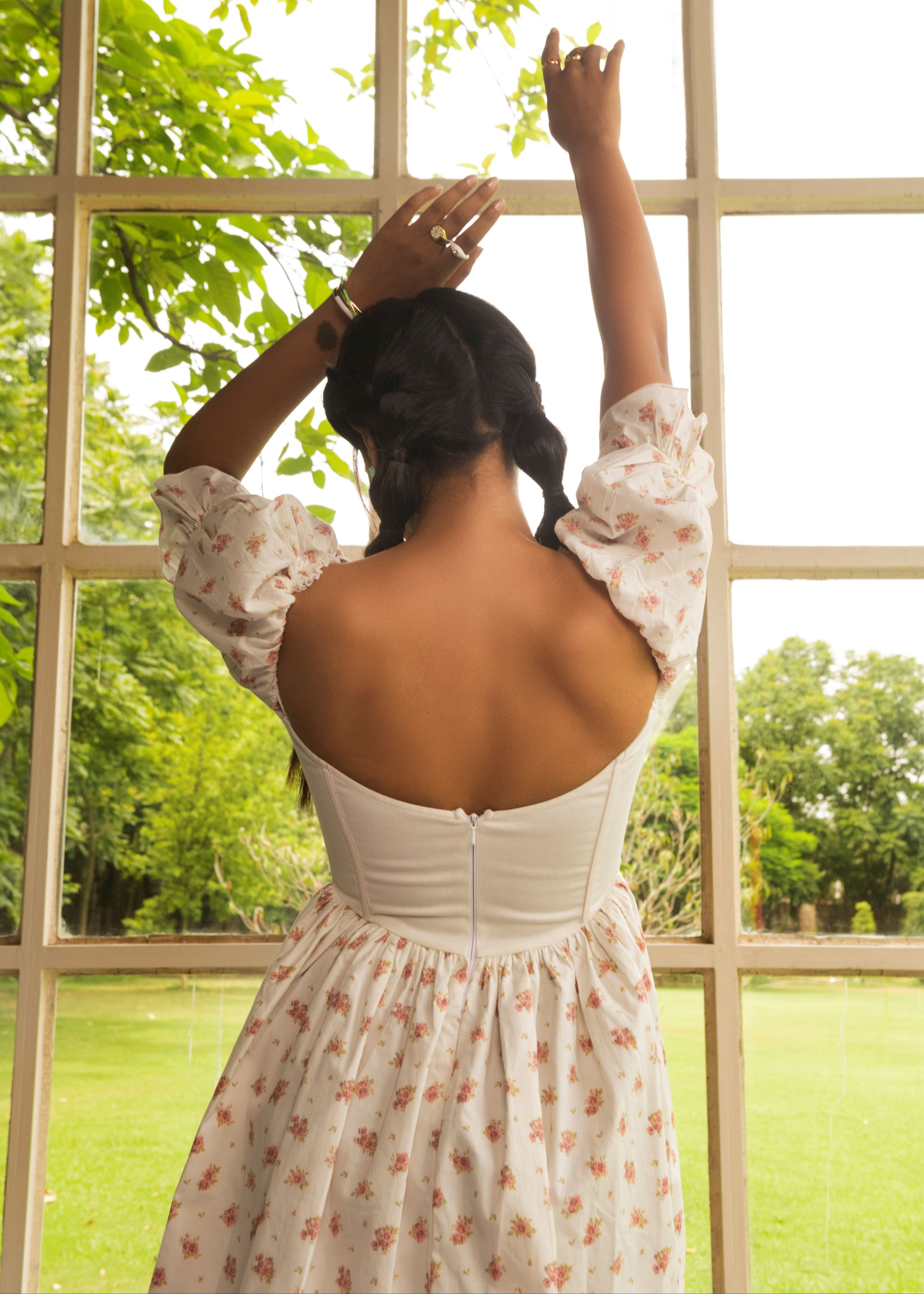 Estelle Floral Cotton Corset Mini Dress