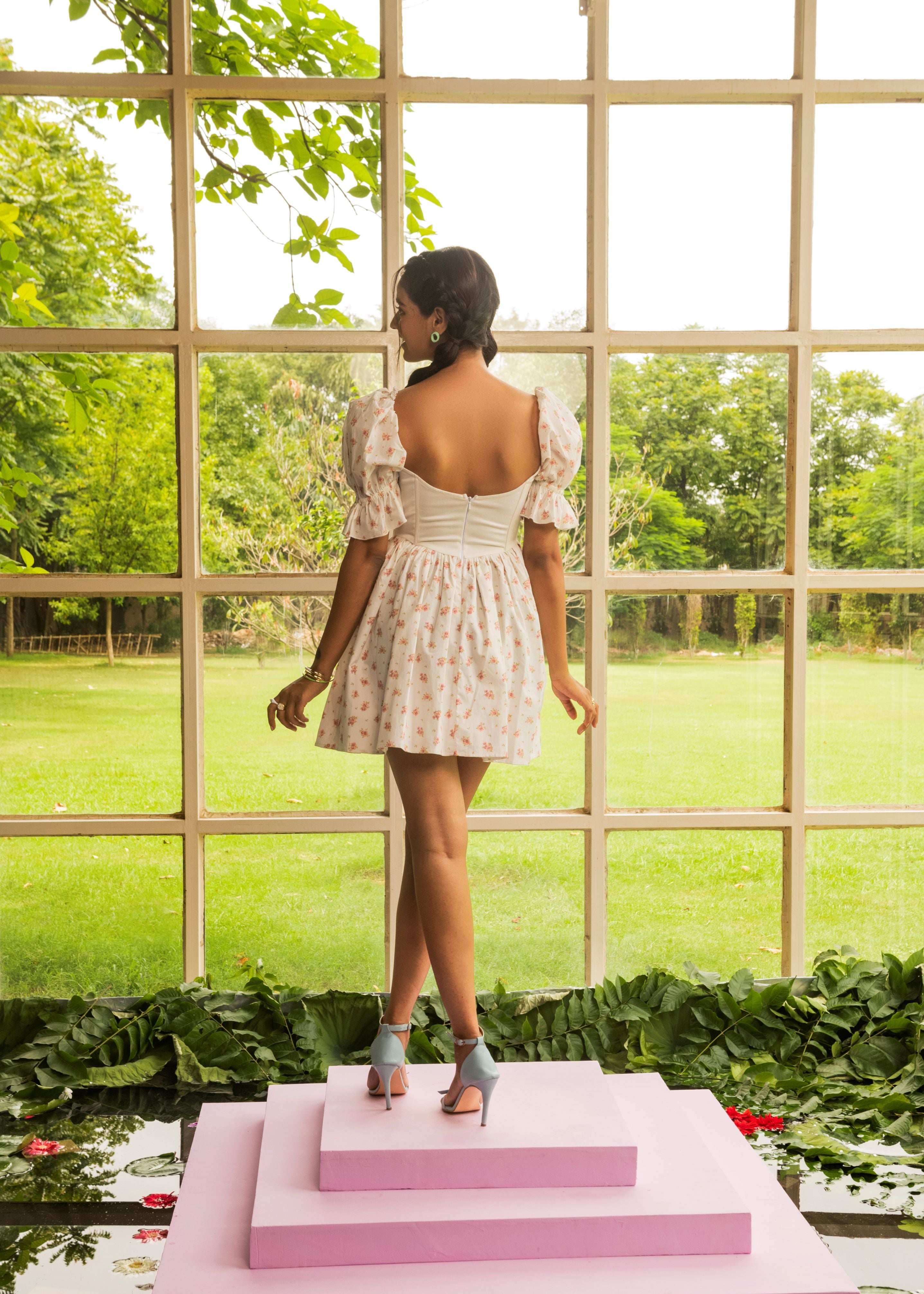 Estelle Floral Cotton Corset Mini Dress