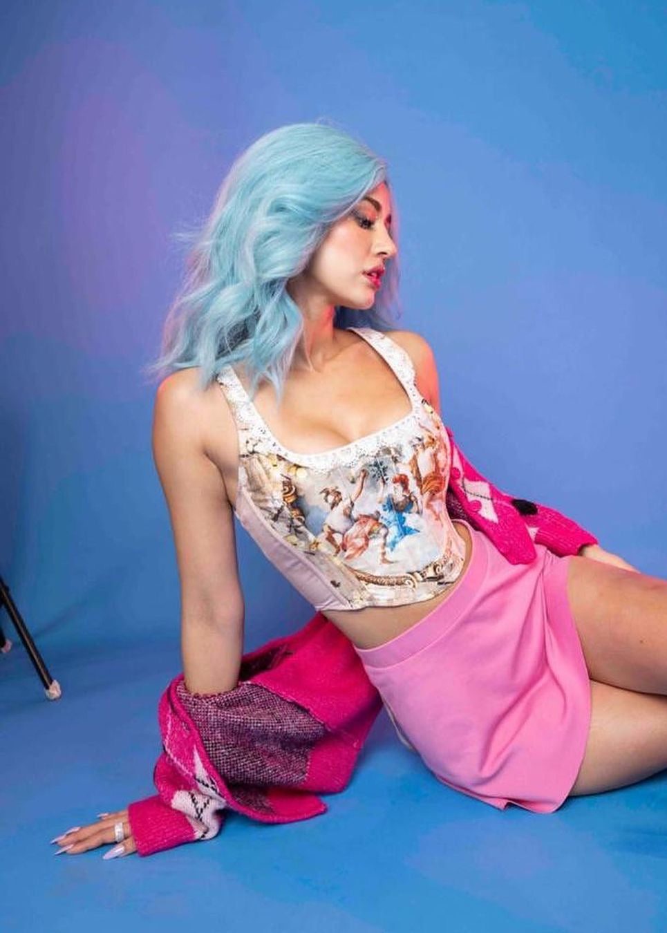 Grecian print corset top with intricate patterns and a structured bodice