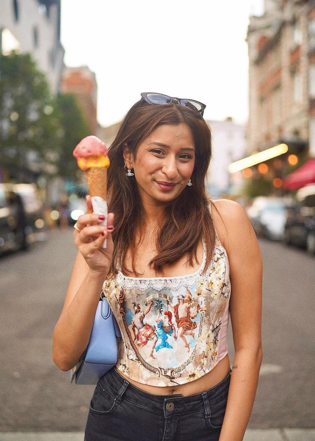 Evangeline Grecian Print Corset Top