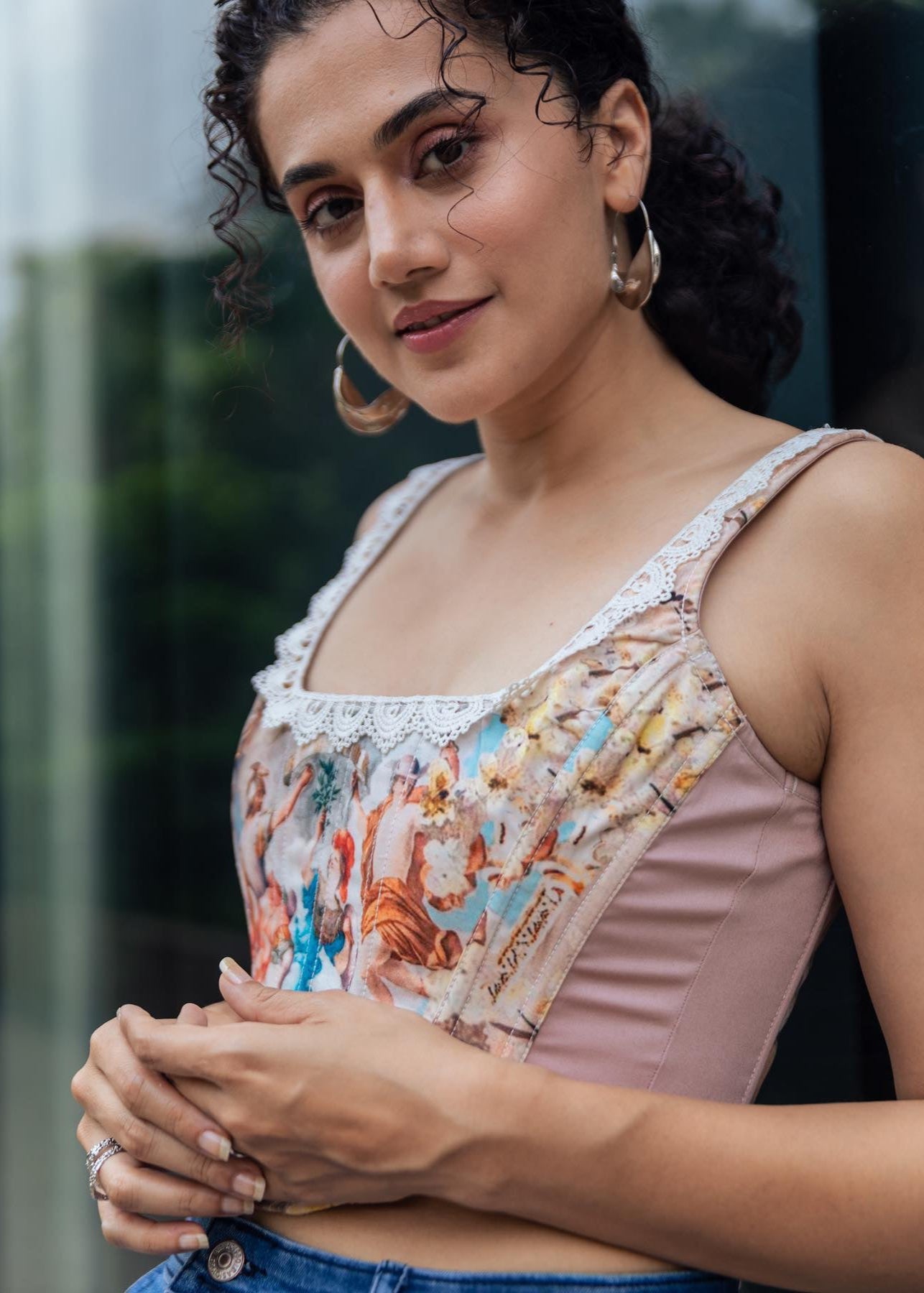 Evangeline Grecian Print Corset Top