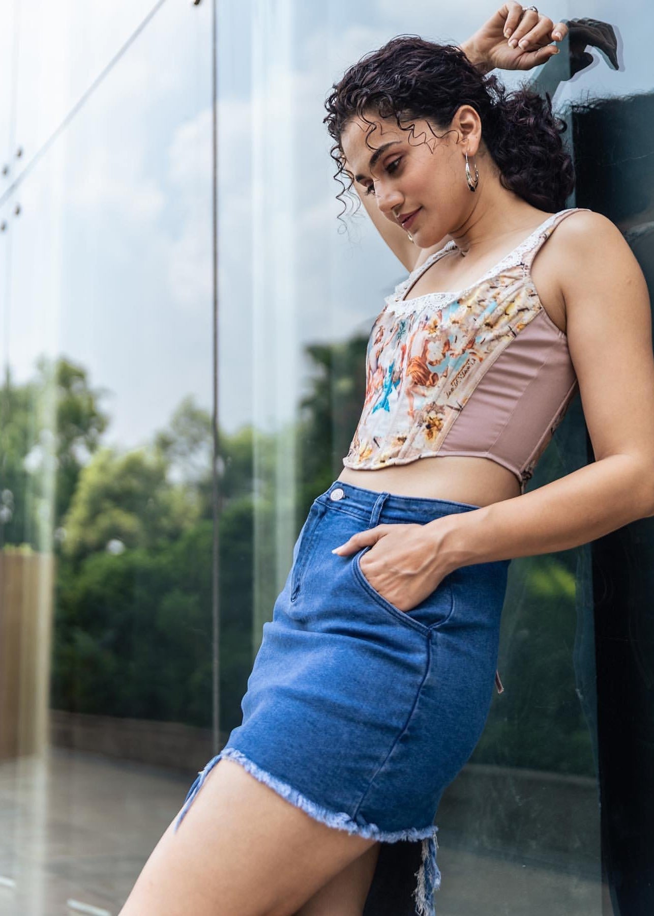 Evangeline Grecian Print Corset Top